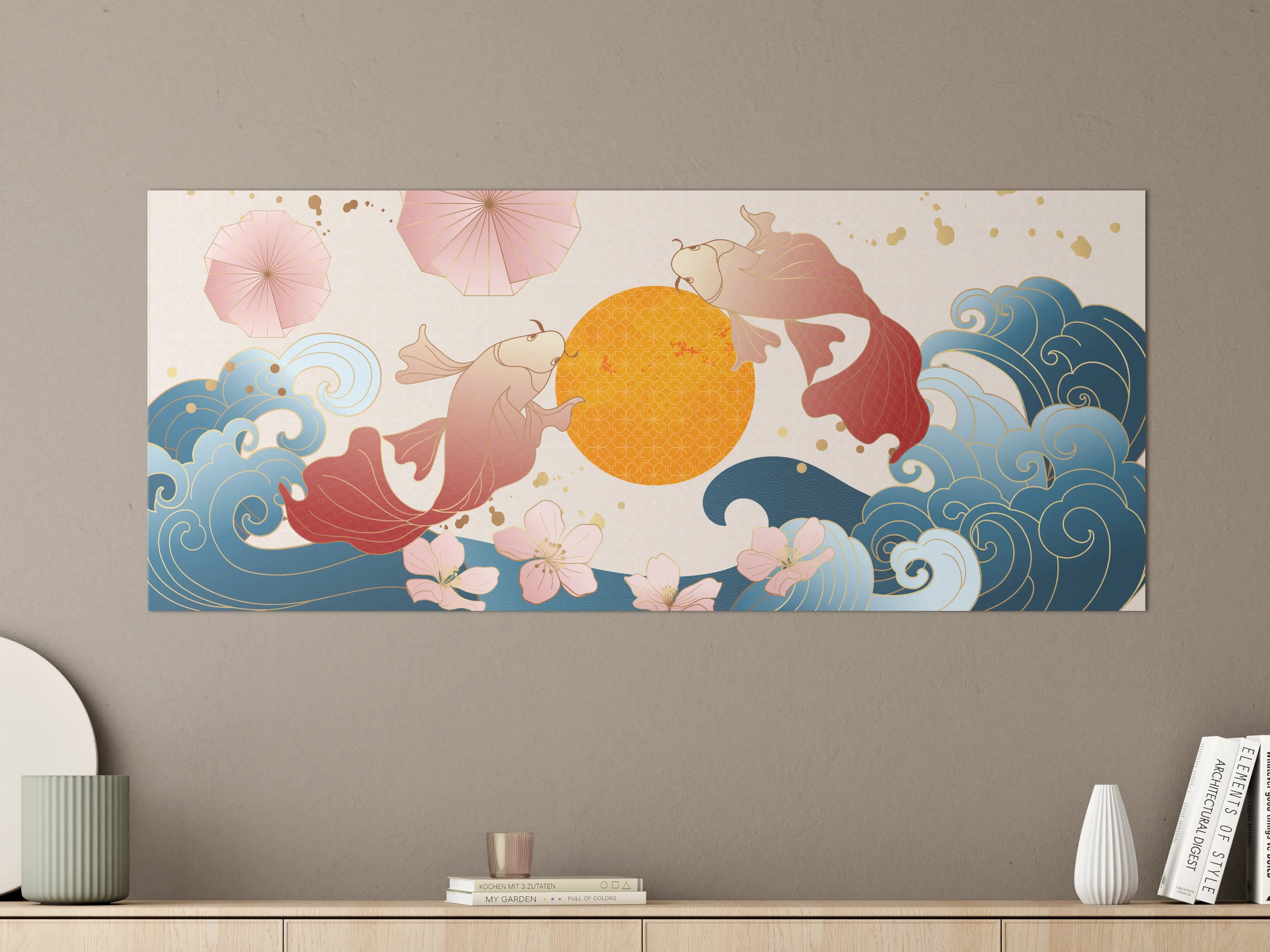 Große Wandbilder - Koi-Karpfen-Ornament-Grafik