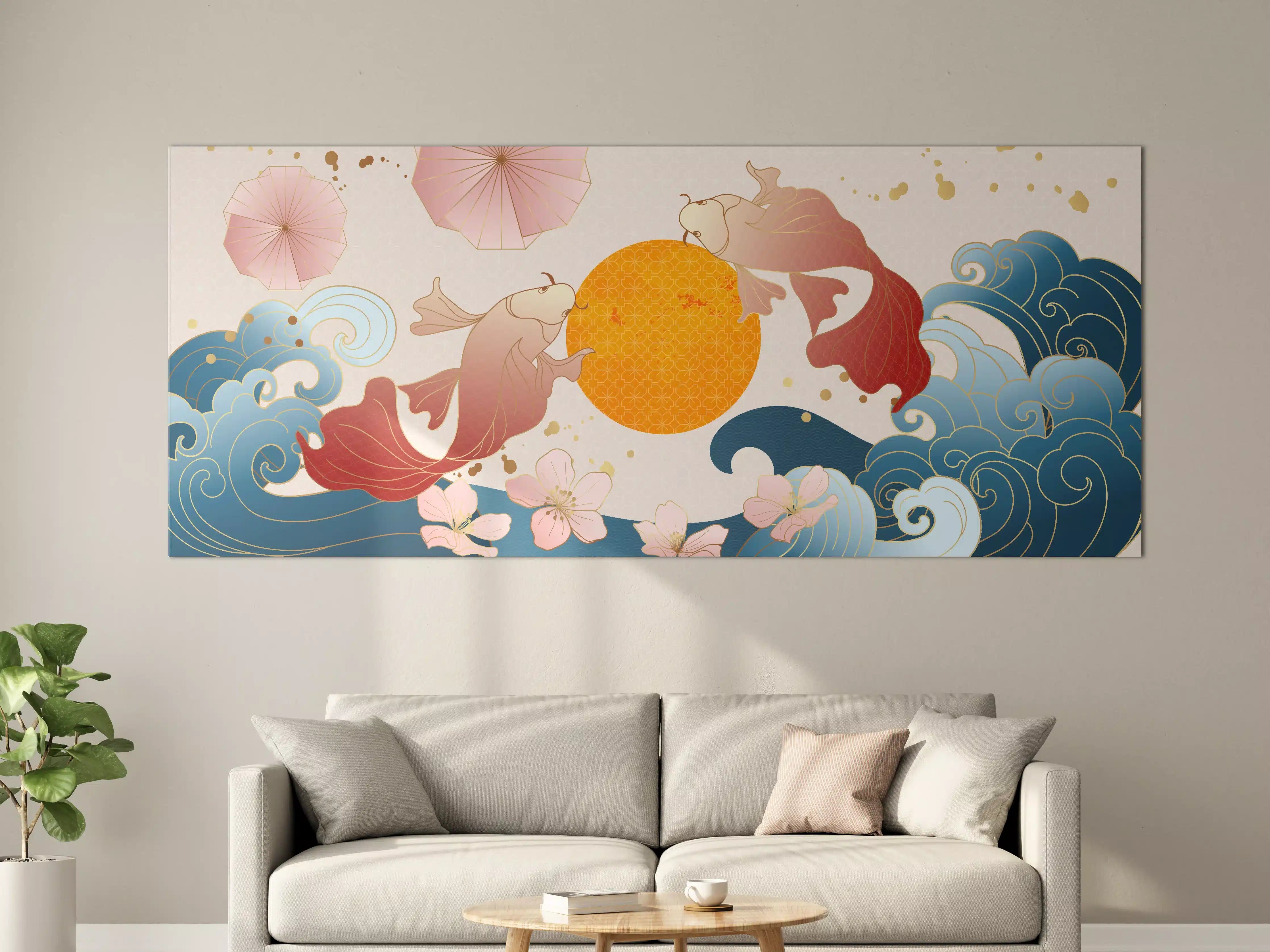 Große Wandbilder - Koi-Karpfen-Ornament-Grafik