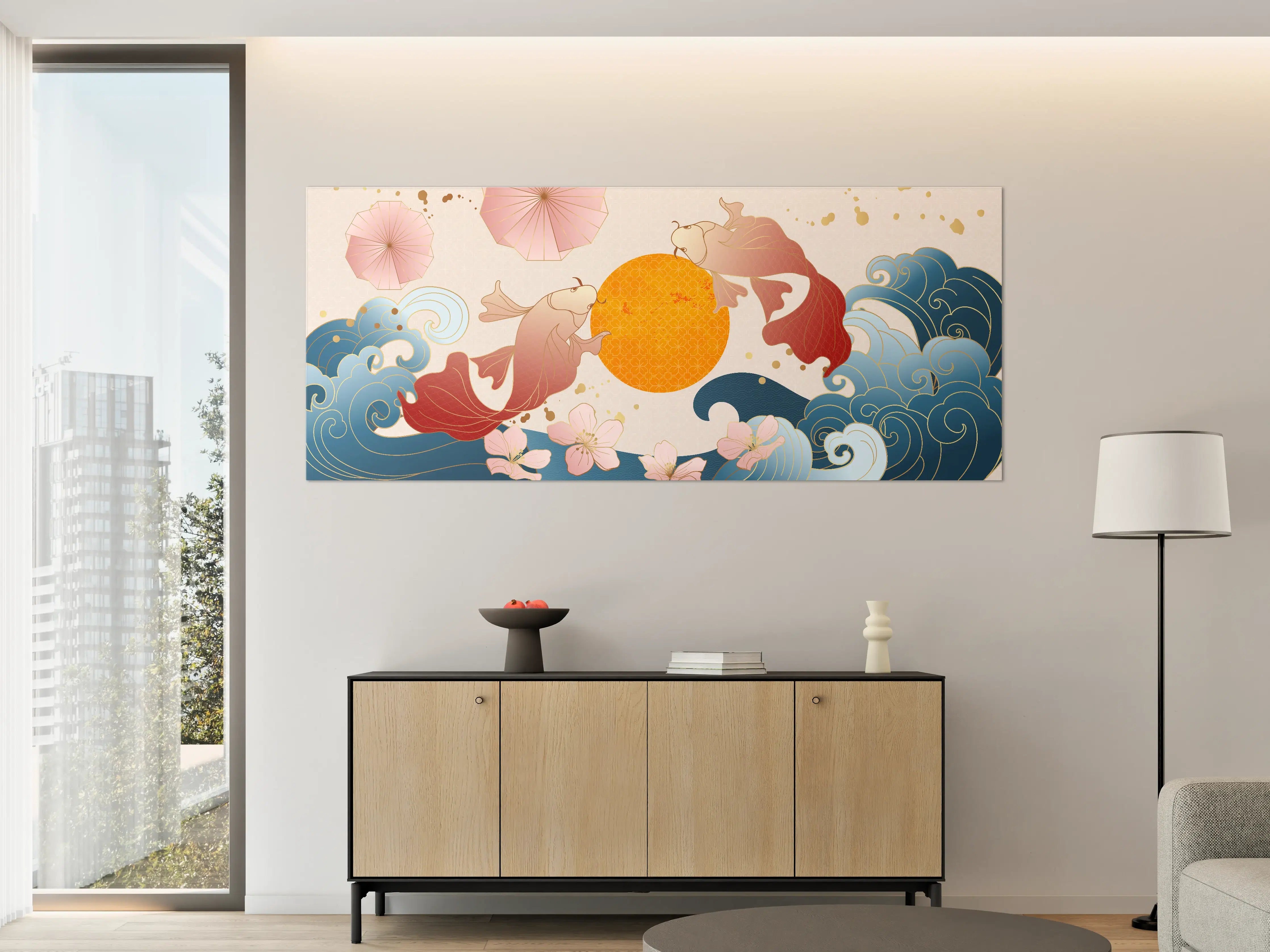 Große Wandbilder - Koi-Karpfen-Ornament-Grafik