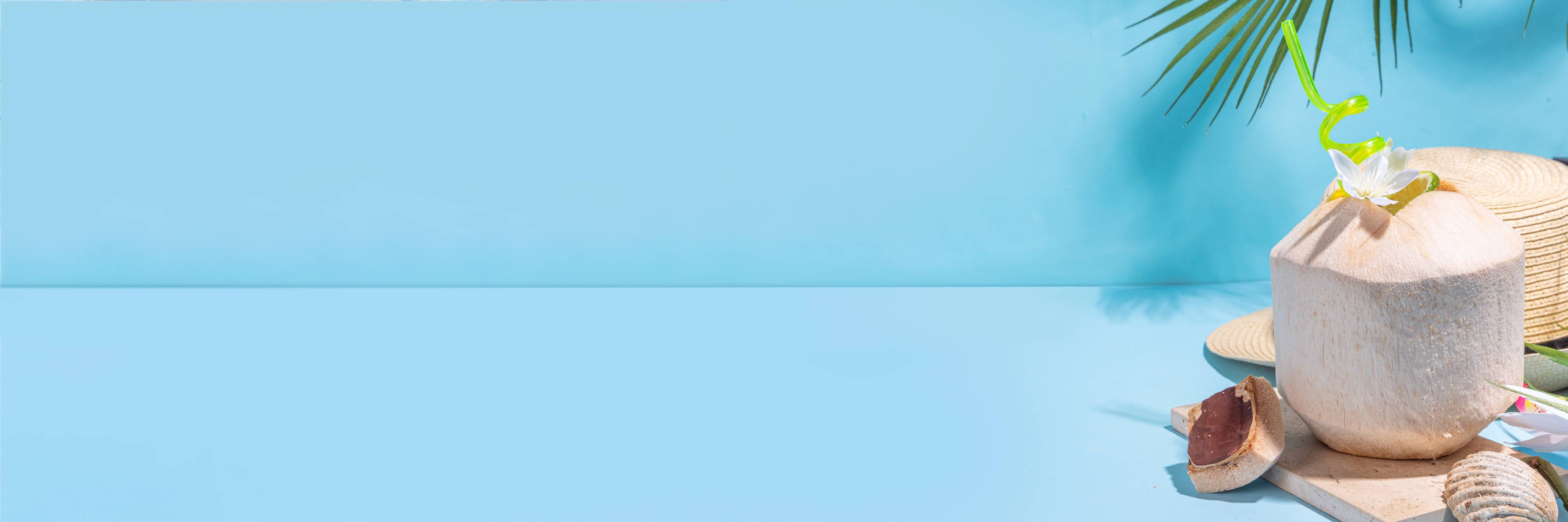 Große Wandbilder-Kokosnuss-Limette Strandmotiv Blau