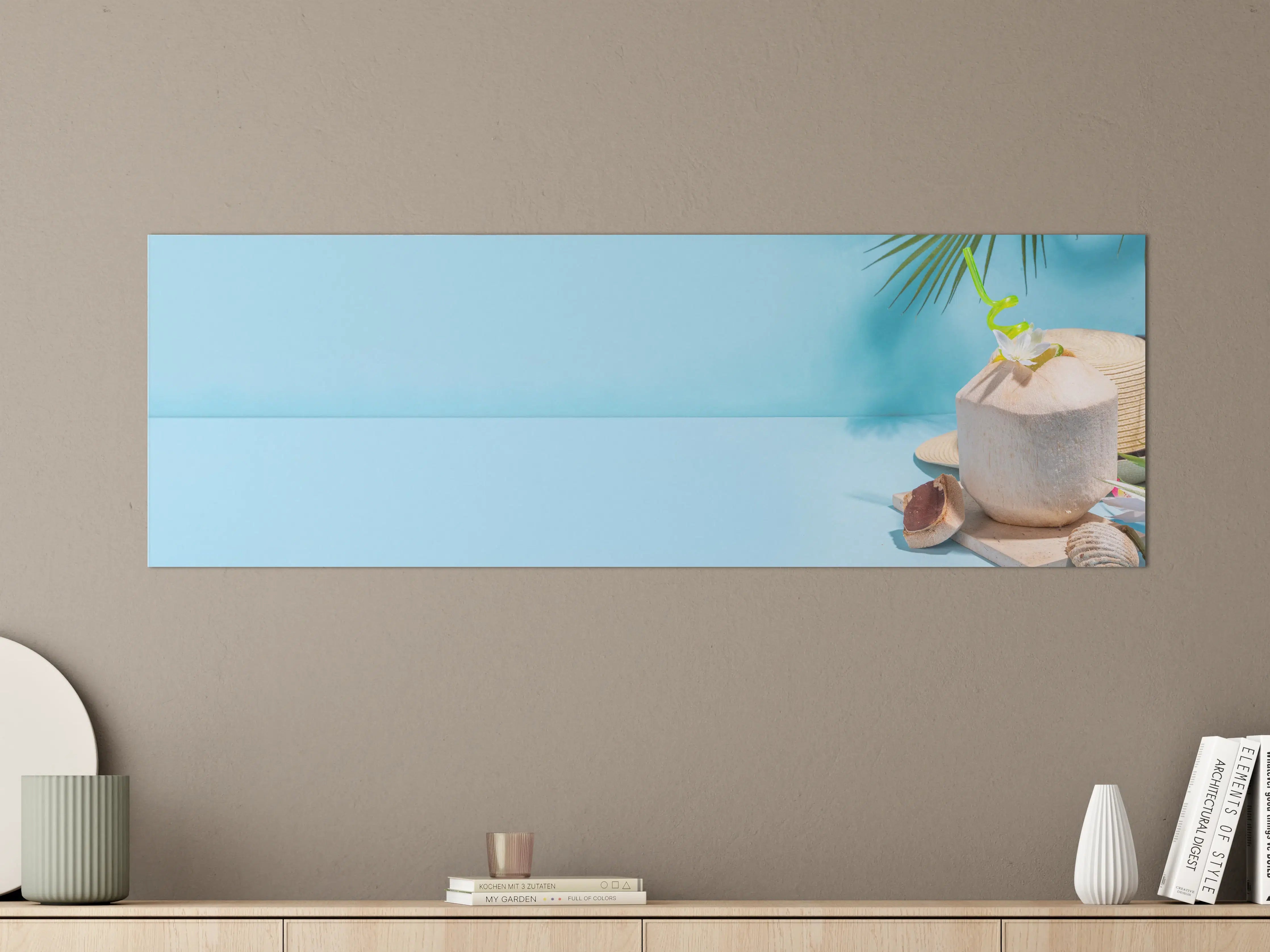 Große Wandbilder - Kokosnuss-Limette Strandmotiv Blau