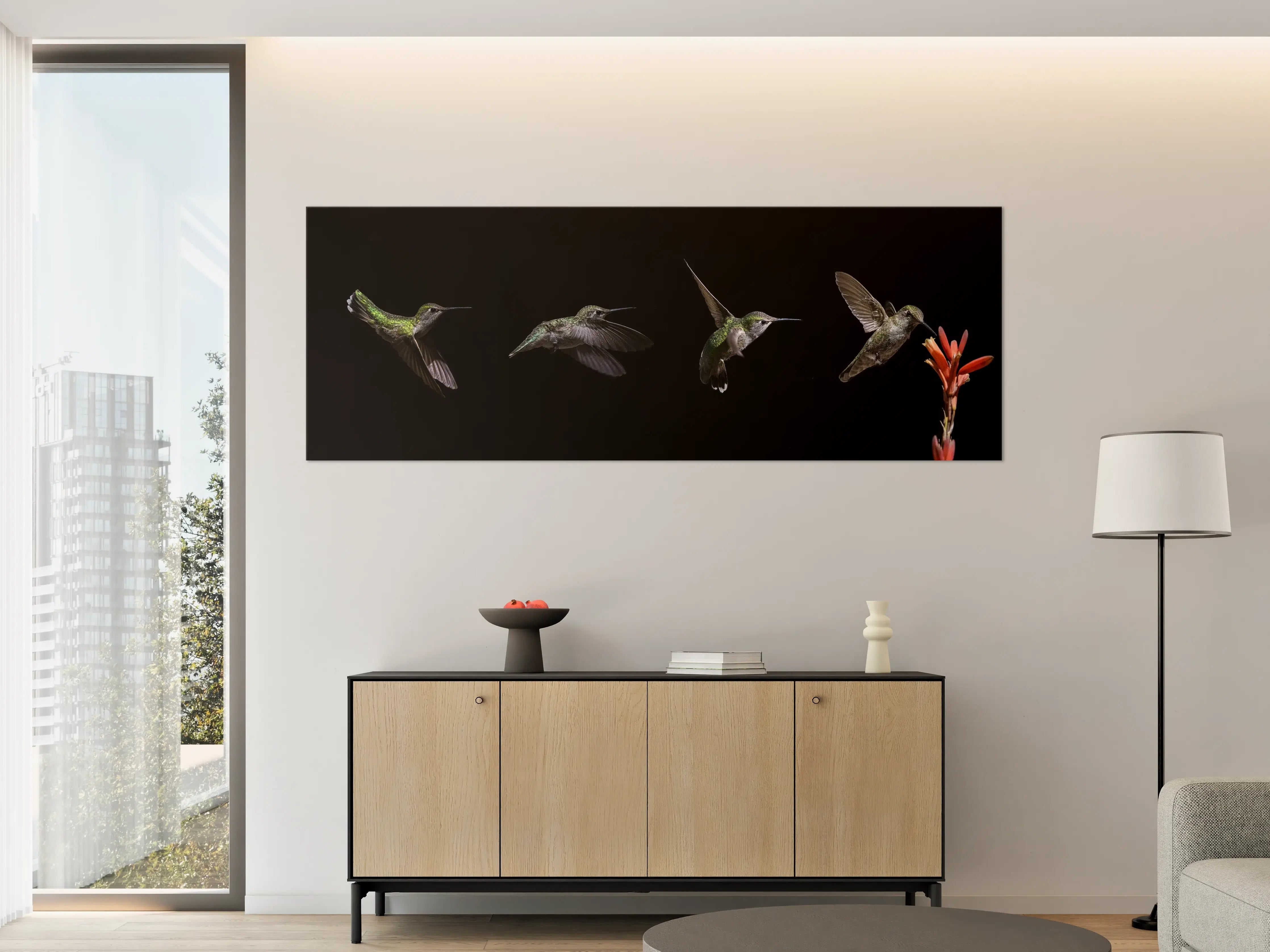 Große Wandbilder - Kolibri beim Fressen der Aloe Vera-Blüte