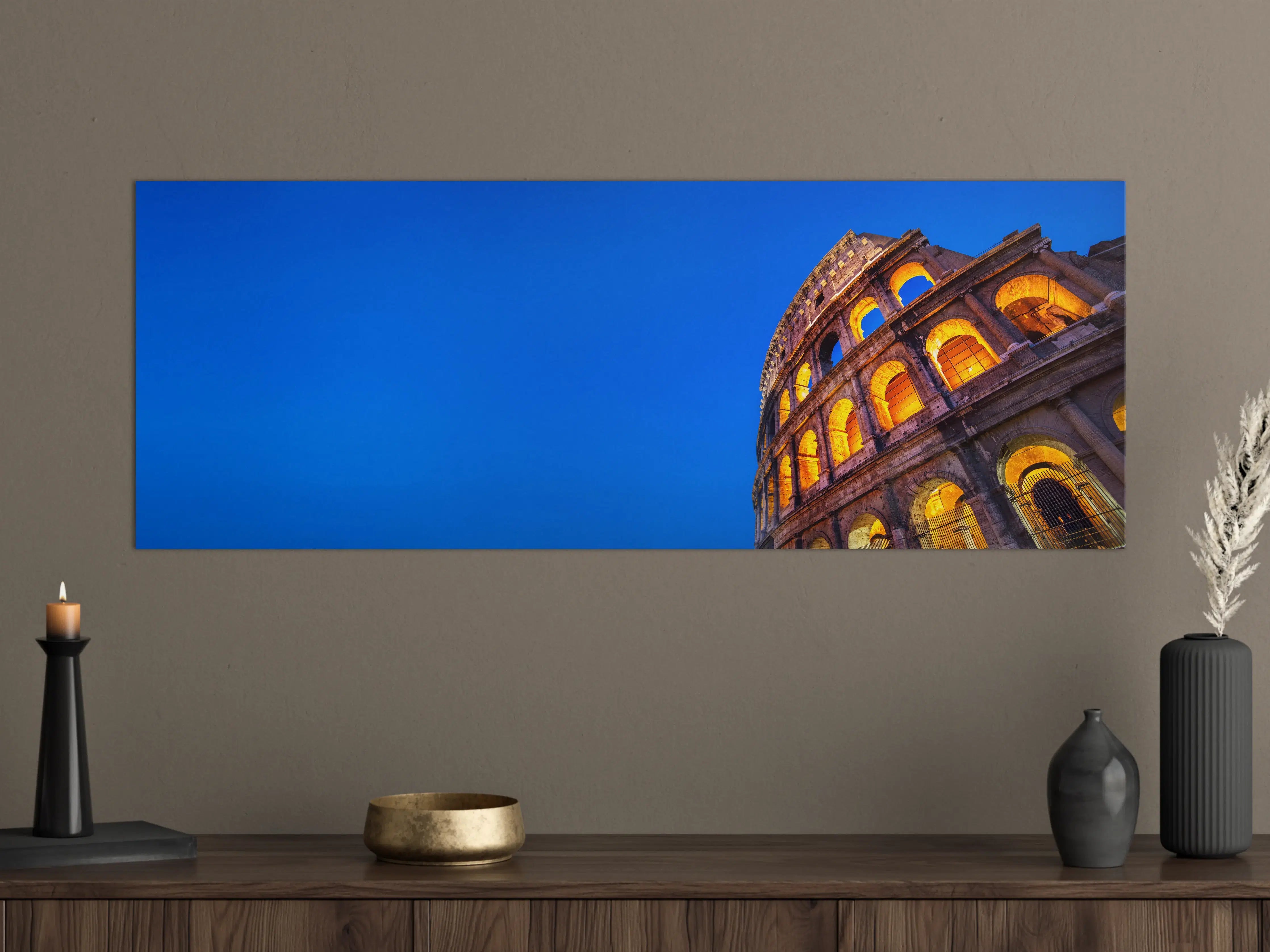 Große Wandbilder - Kolosseum bei Nacht Blau-Orange