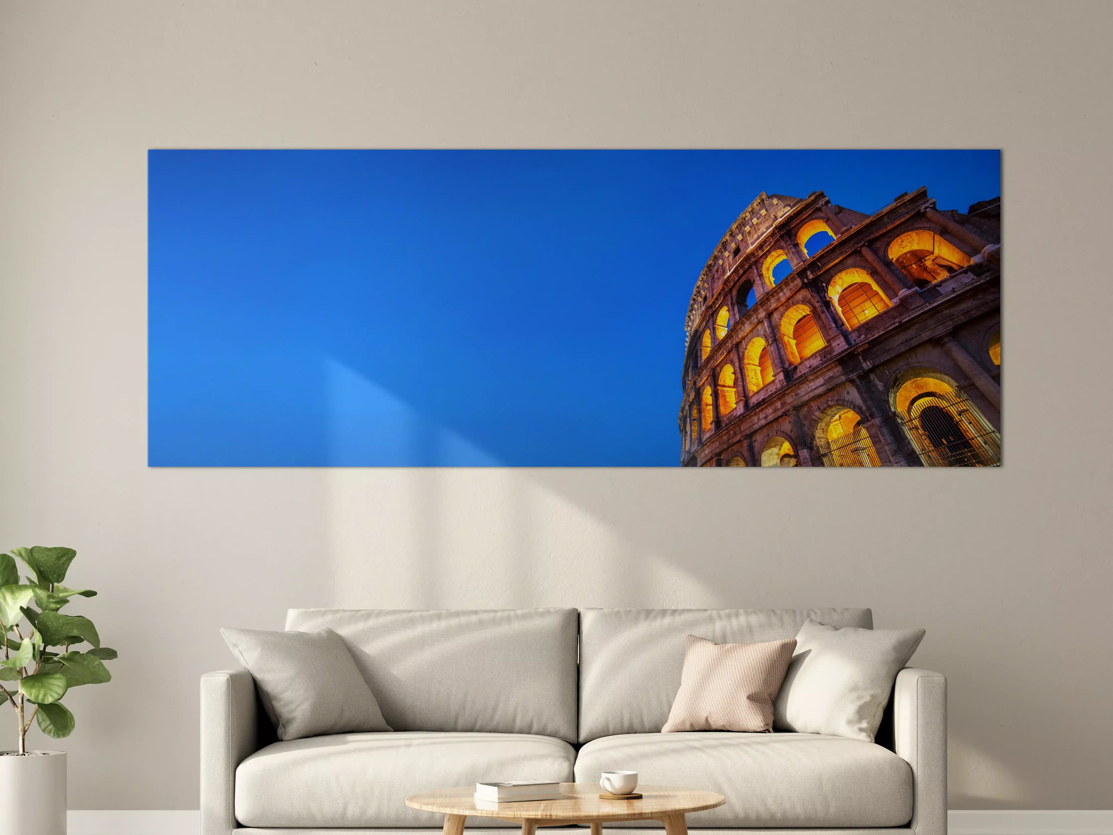 Große Wandbilder - Kolosseum bei Nacht Blau-Orange