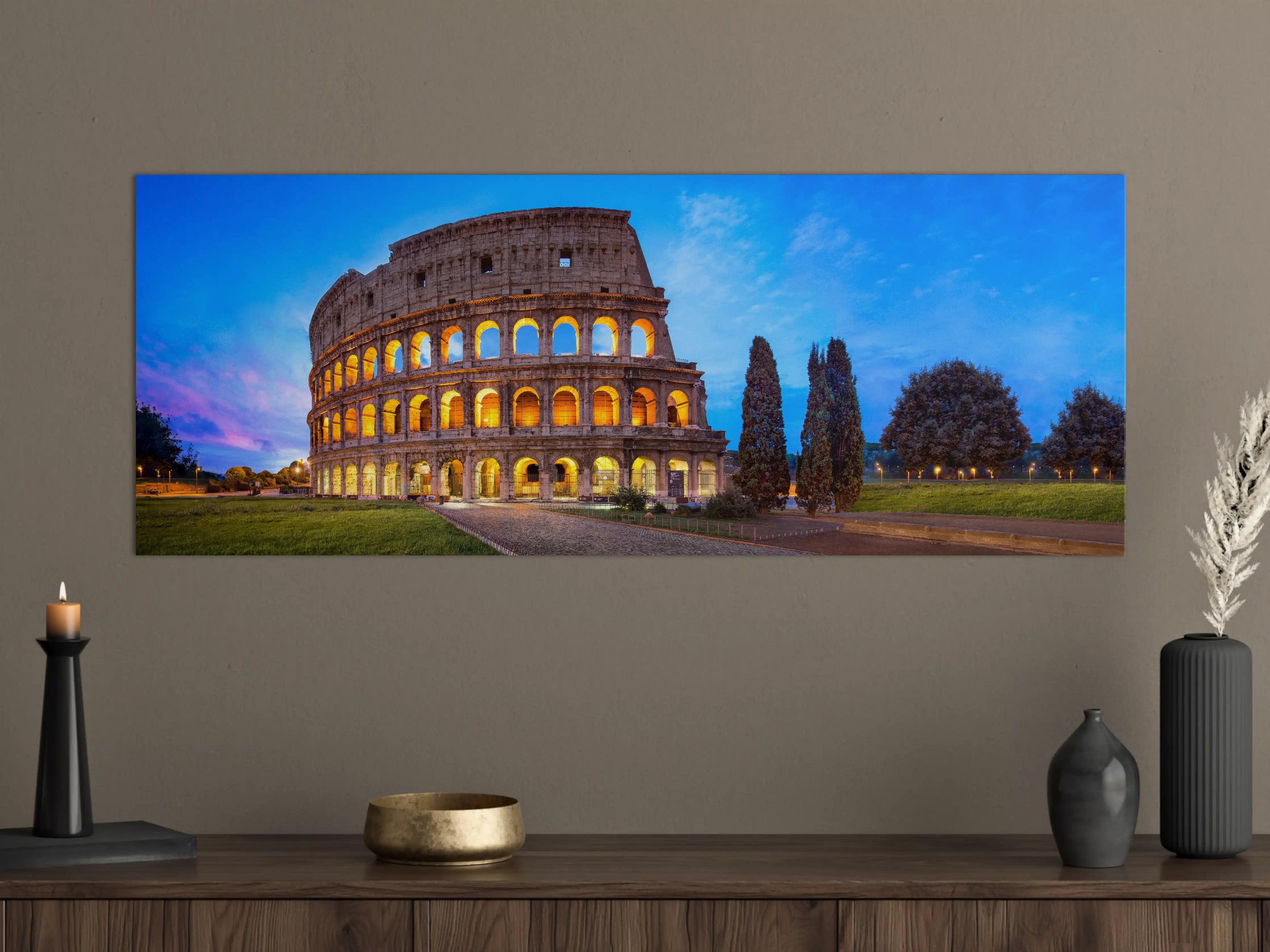 Große Wandbilder - Kolosseum in Rom Panorama bei Nacht