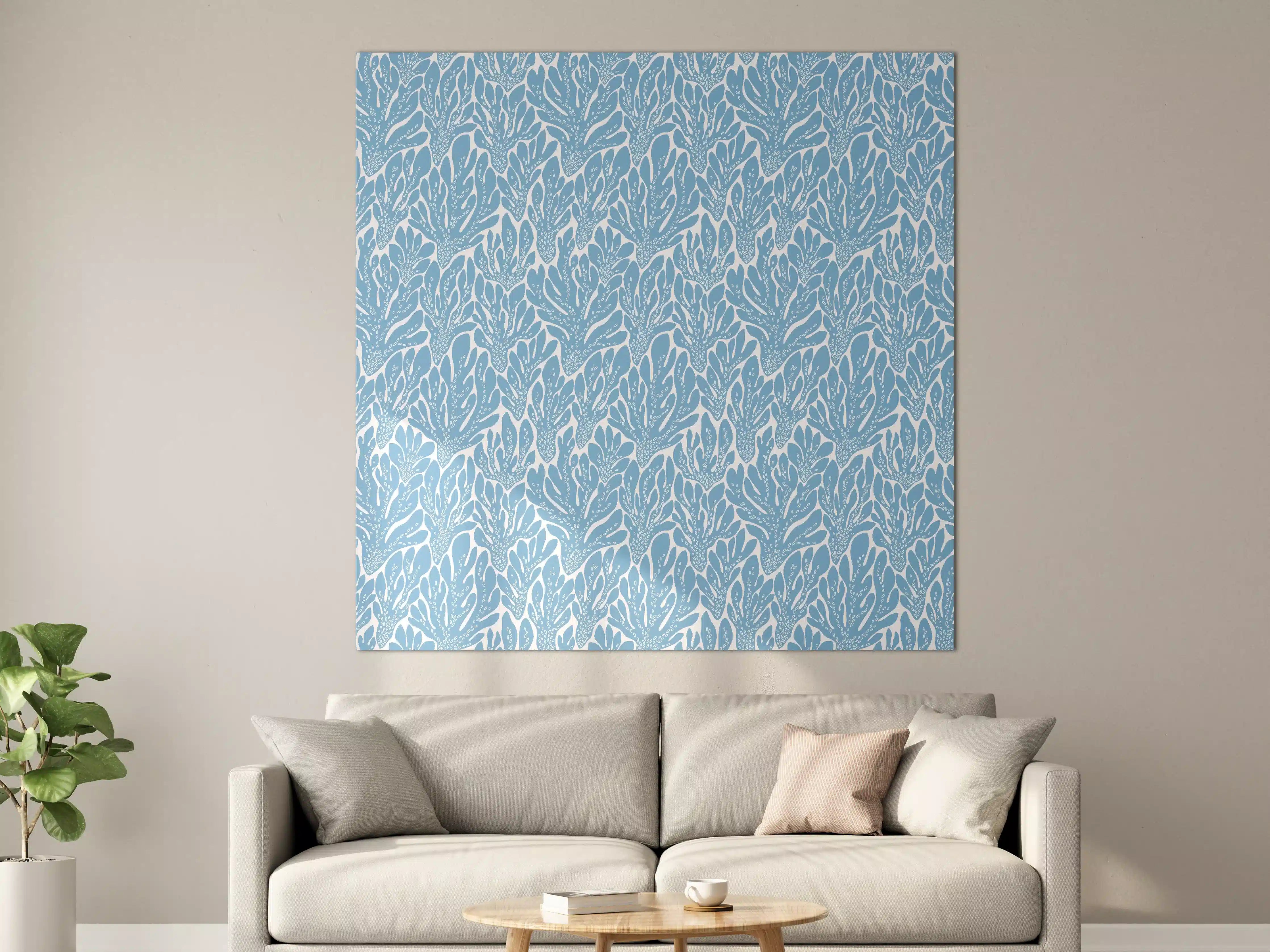 Große Wandbilder - Korallen-Abstract Blau-Weiß