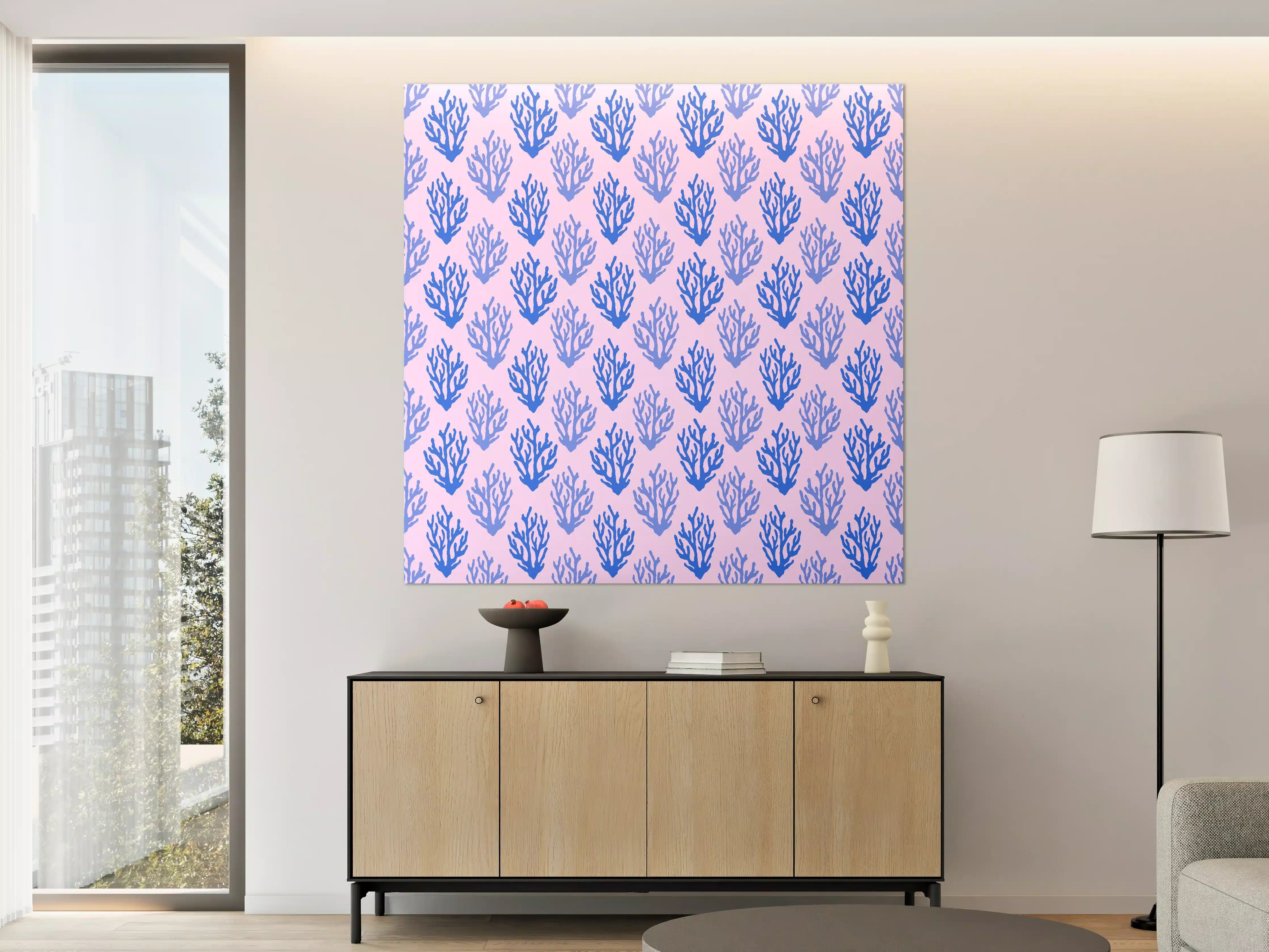 Große Wandbilder - Korallenmuster Blau-Rosa