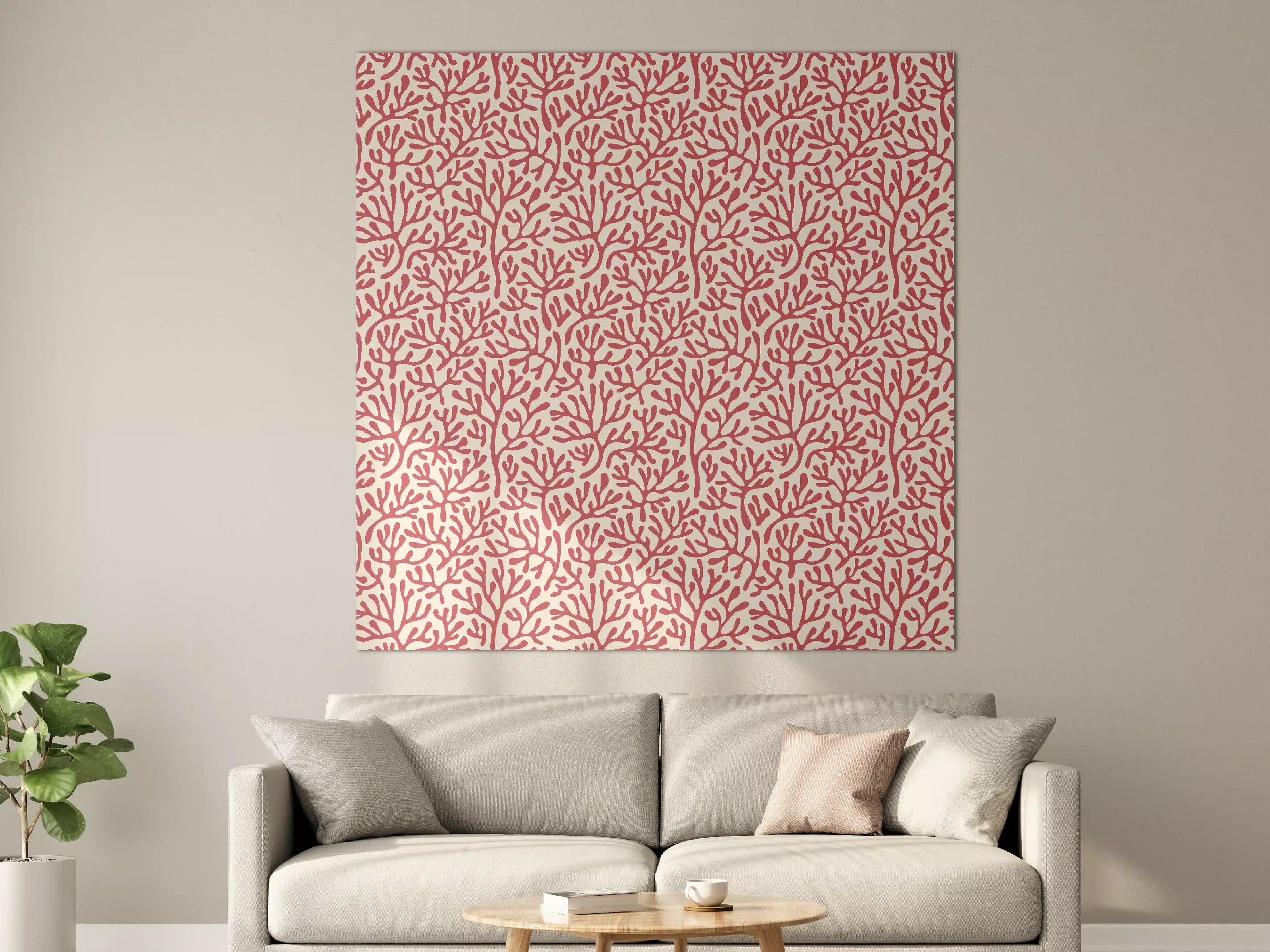 Große Wandbilder - Korallenmuster Rot-Beige