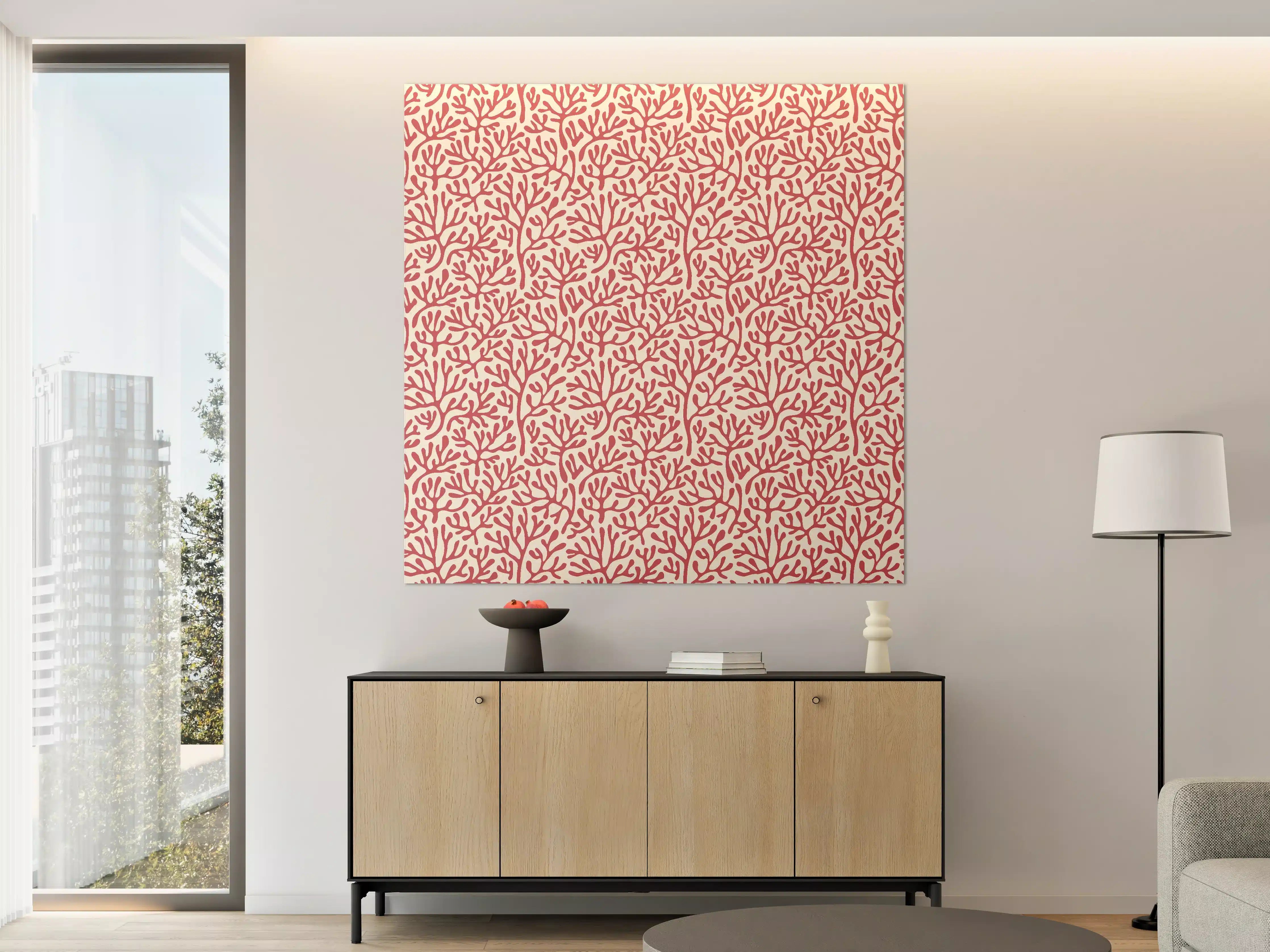 Große Wandbilder - Korallenmuster Rot-Beige