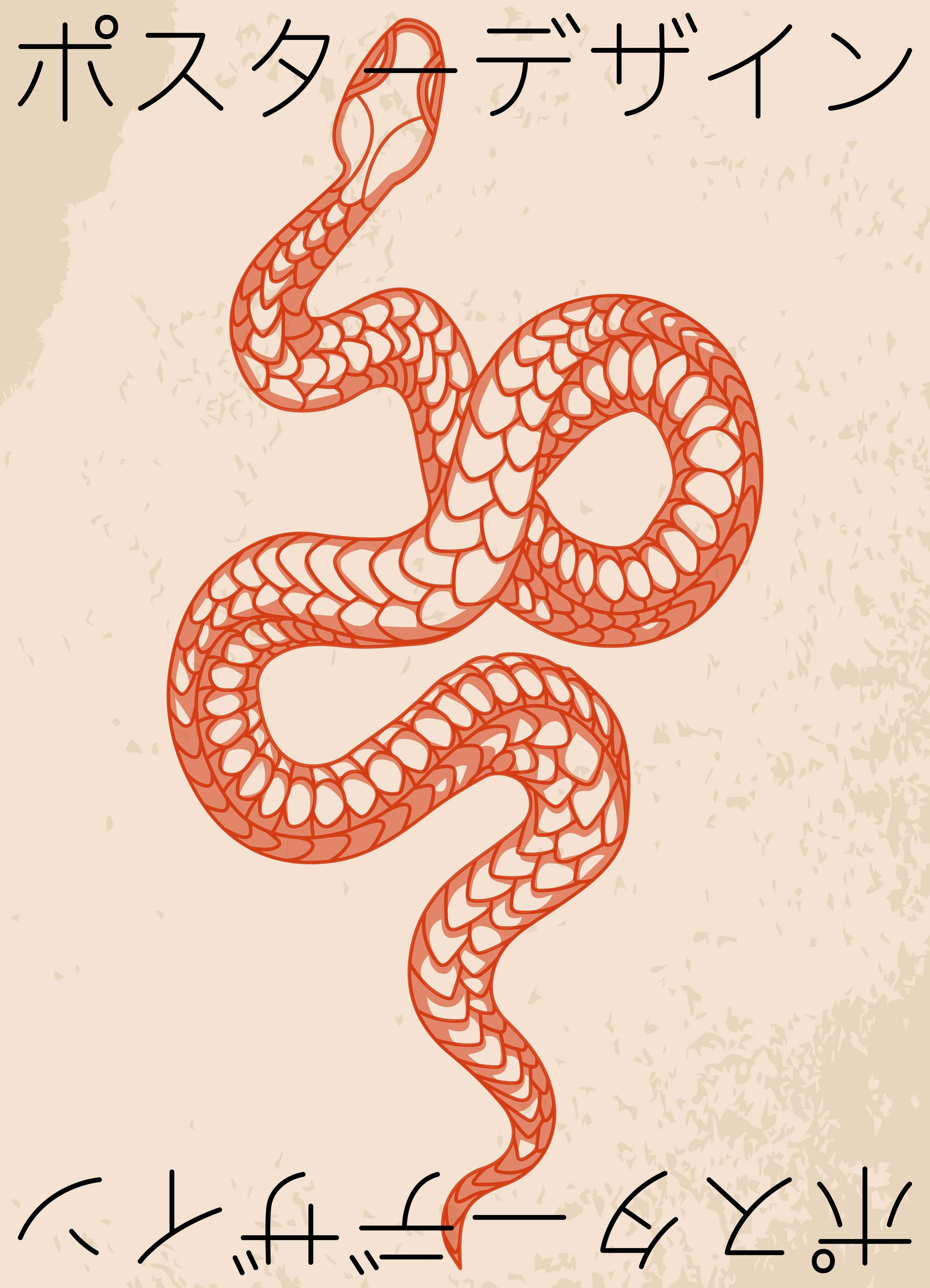 Große Wandbilder-Kräftige Orangene Schlange Illustration