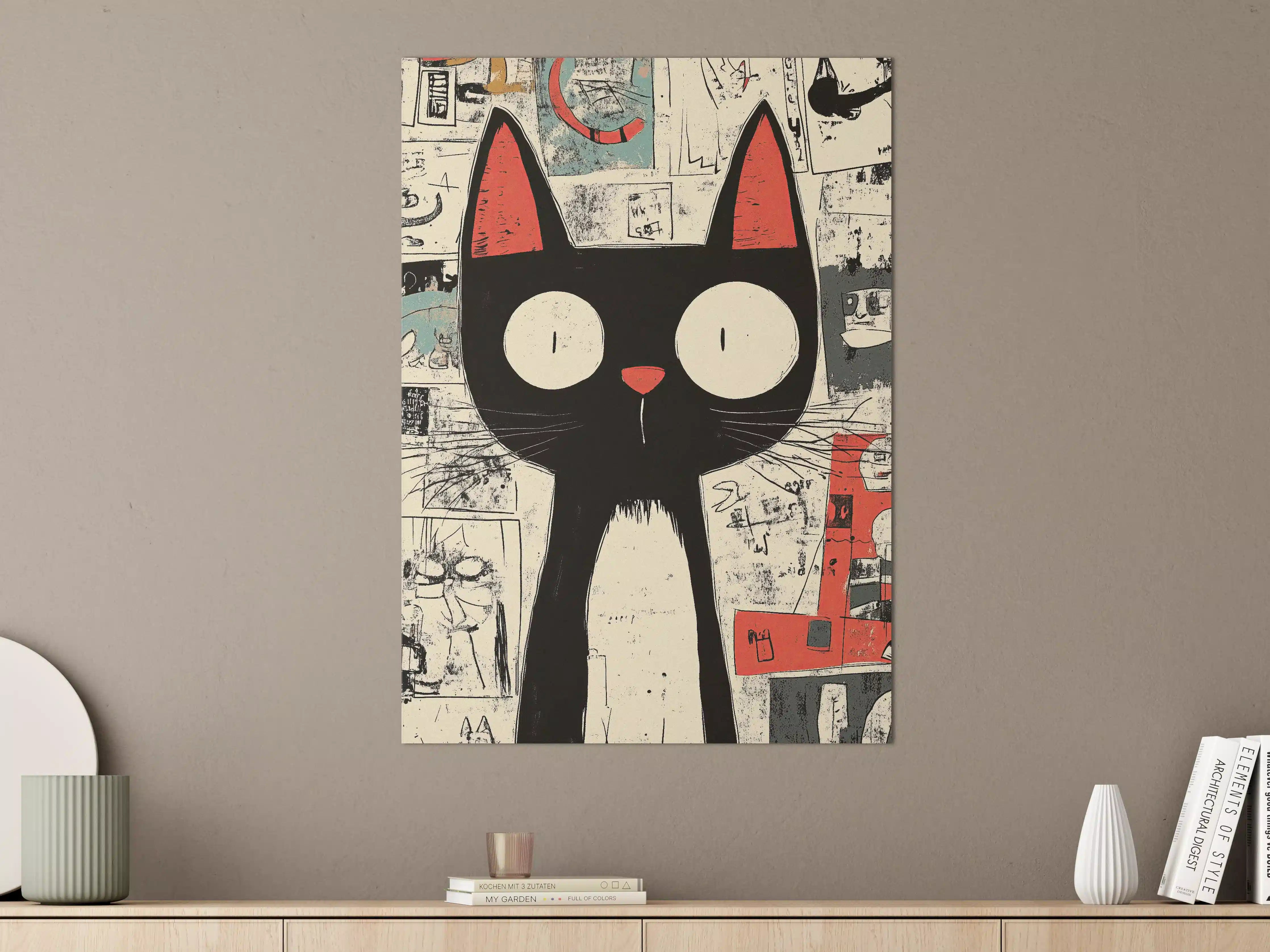 Große Wandbilder - Kreatives Katzenkunstwerk in Modernem Stil