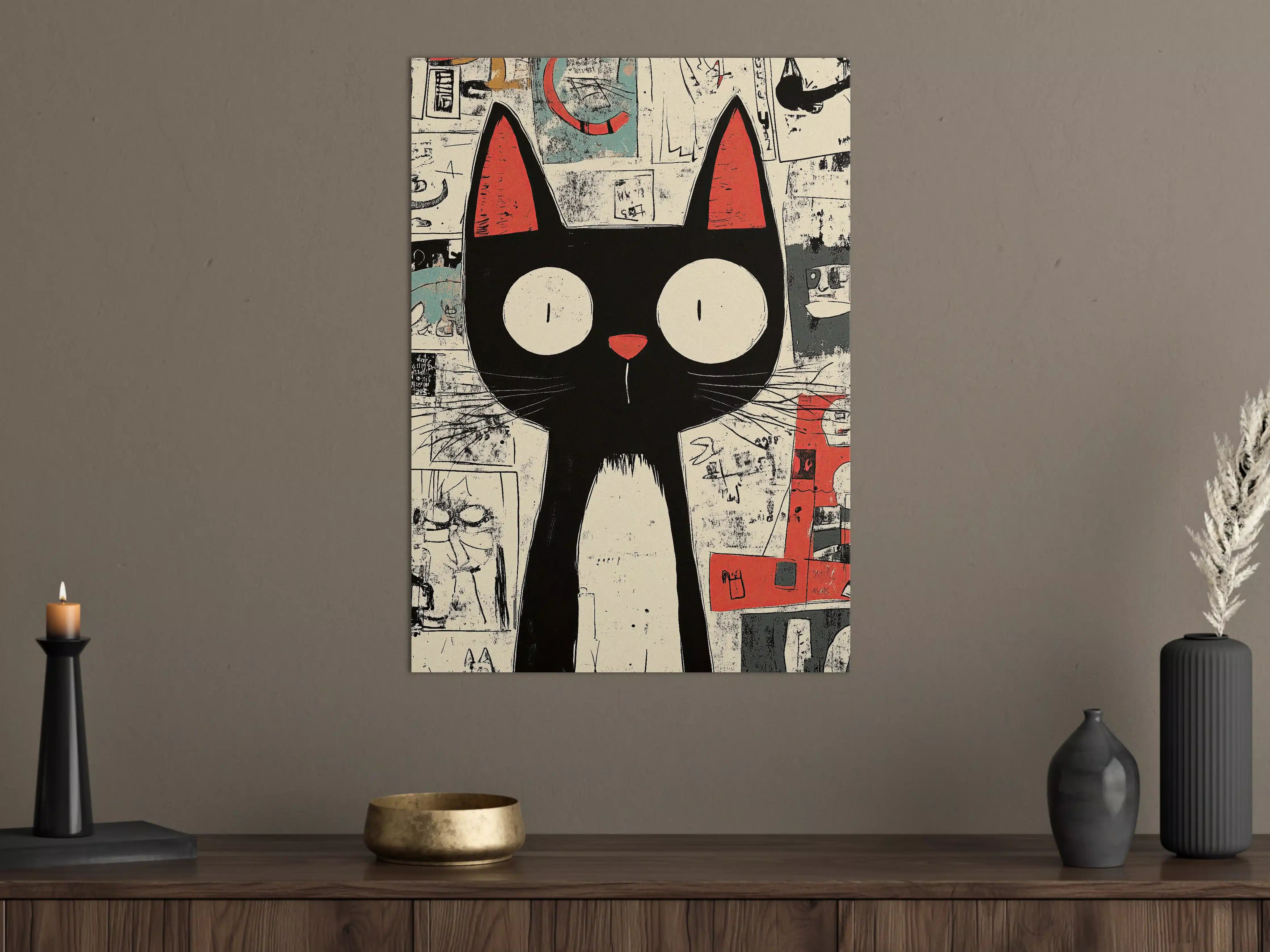 Große Wandbilder - Kreatives Katzenkunstwerk in Modernem Stil