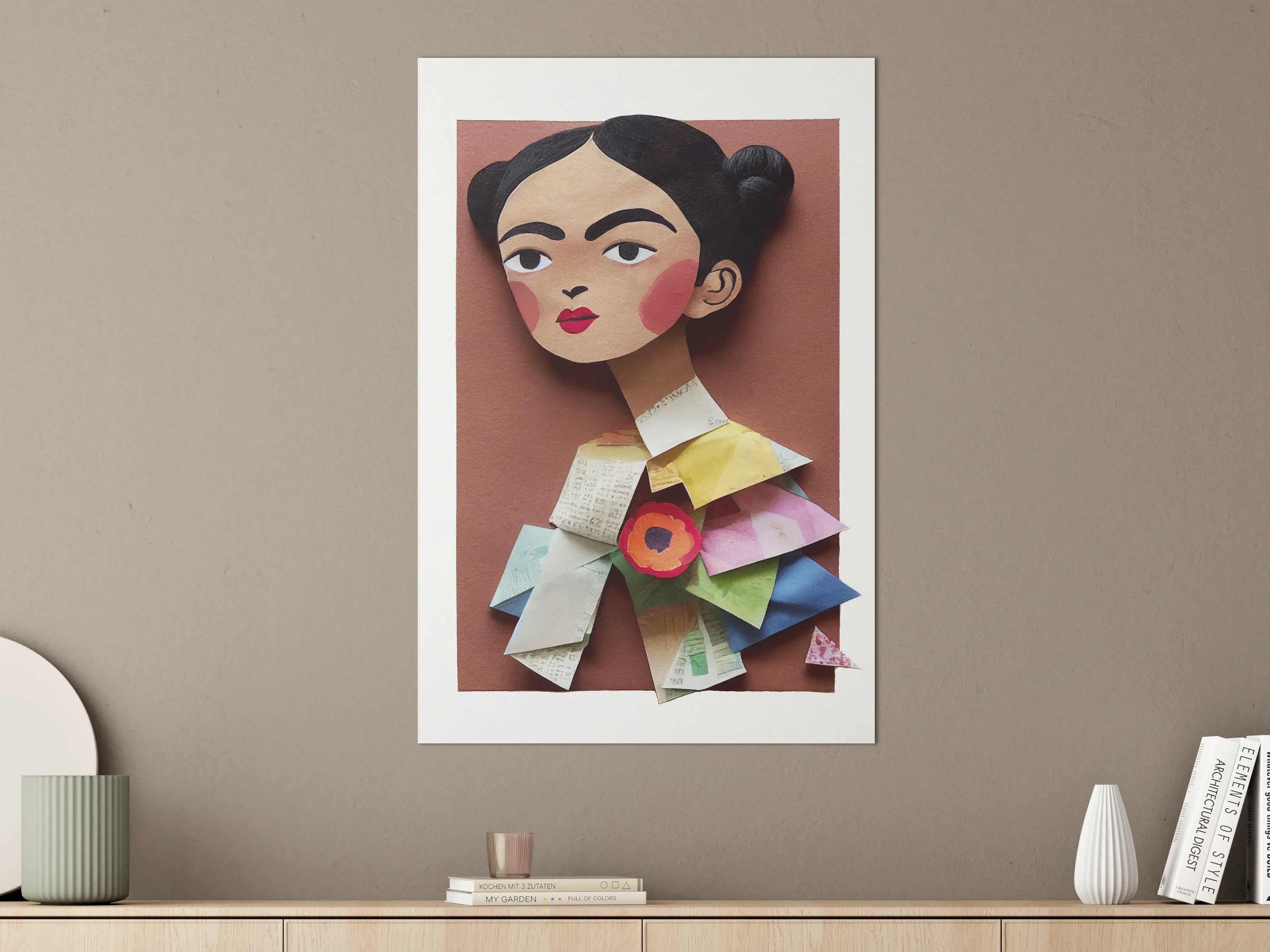 Große Wandbilder - Kreatives Papierkunst-Porträt mit bunten Akzenten