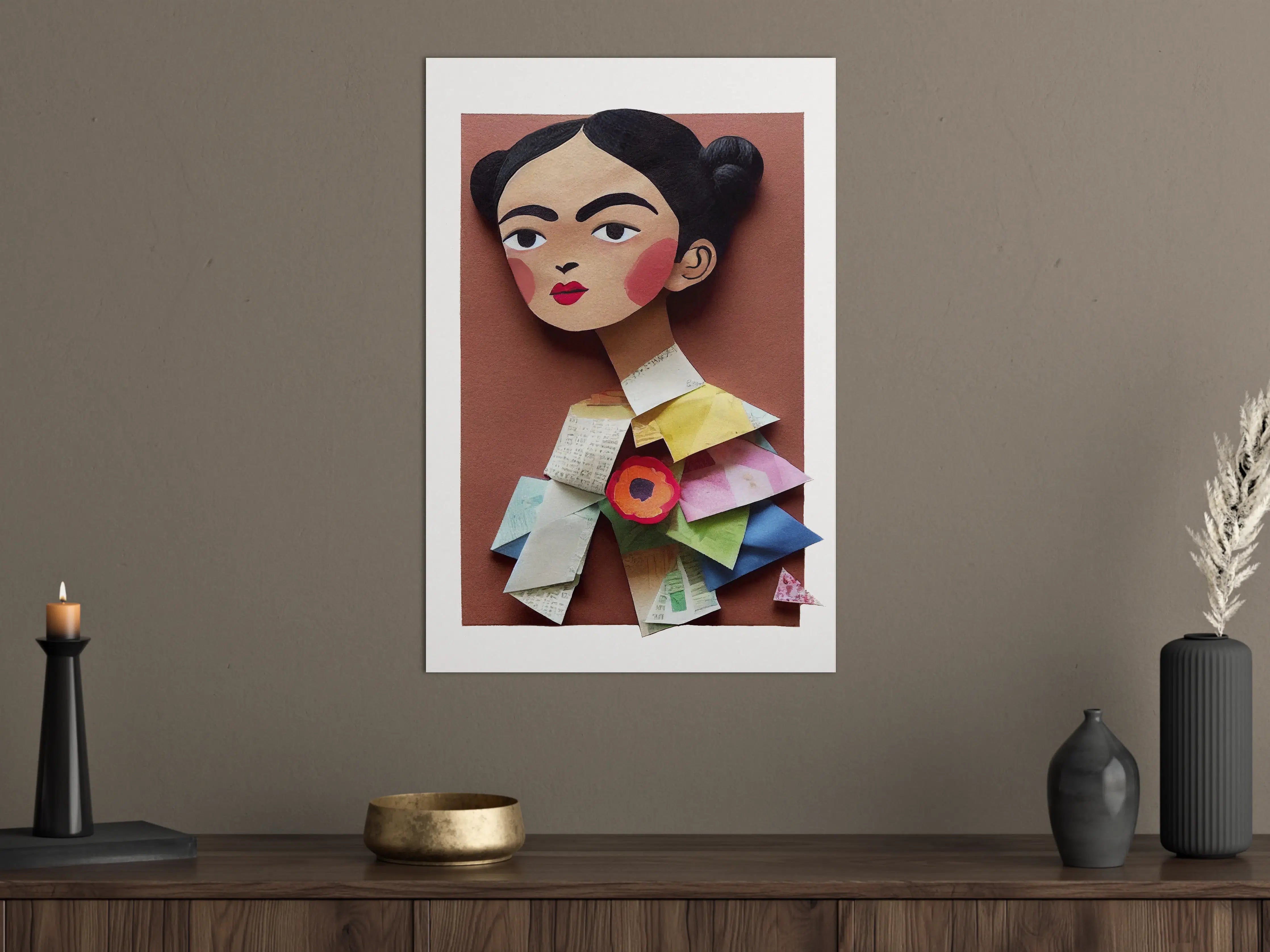 Große Wandbilder - Kreatives Papierkunst-Porträt mit bunten Akzenten