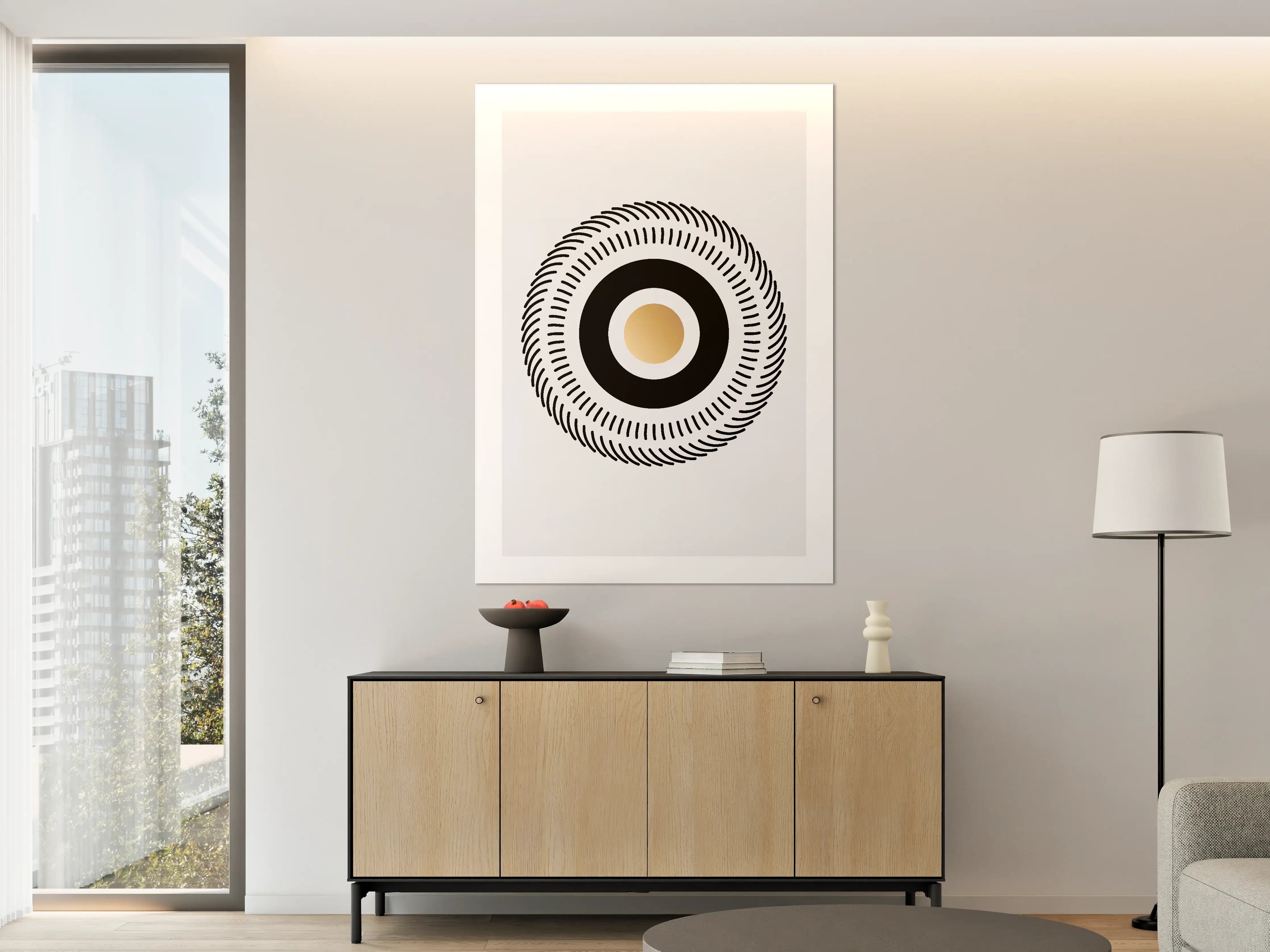 Große Wandbilder - Kreisdesign in Schwarz-Gold