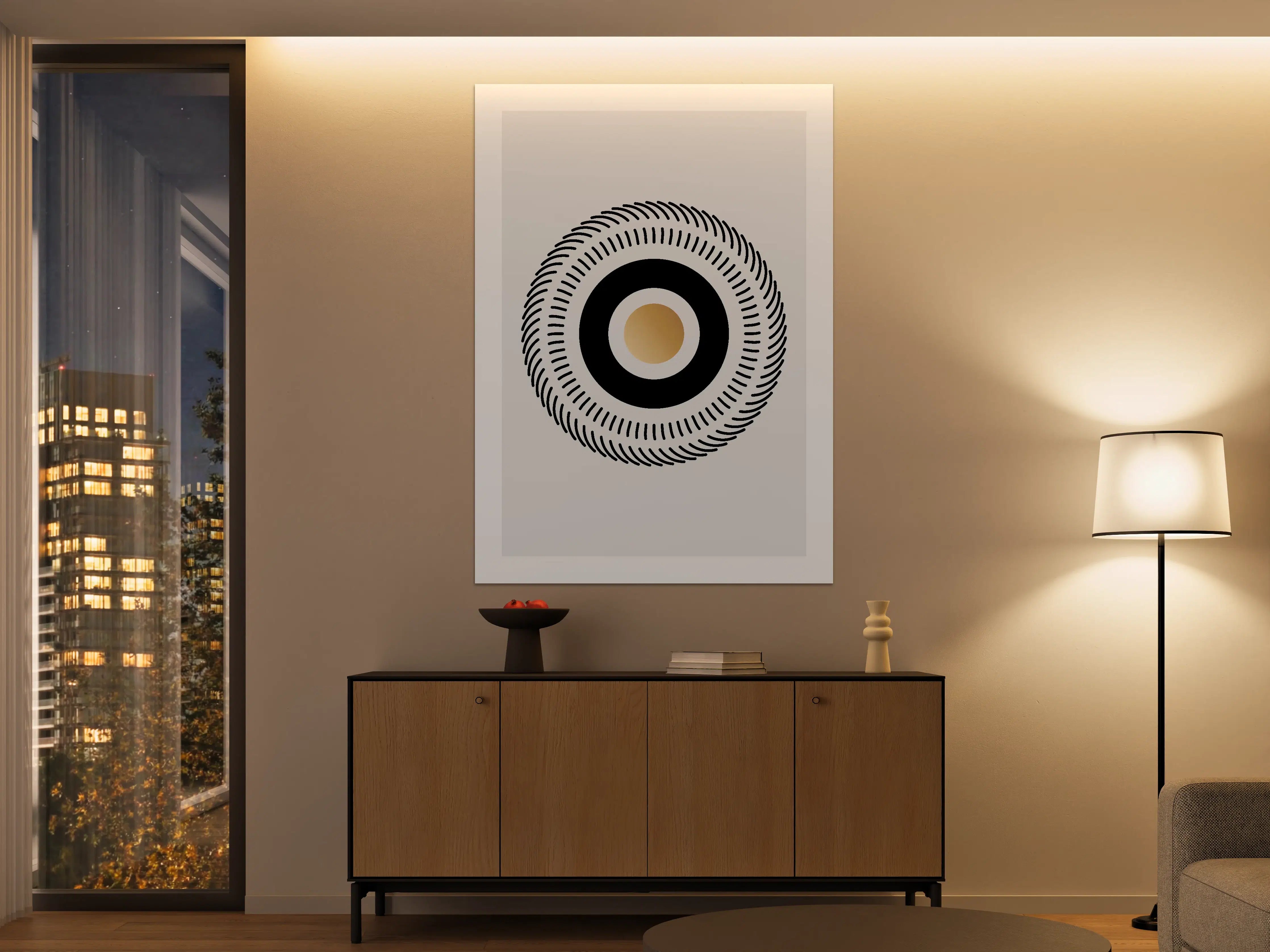 Große Wandbilder - Kreisdesign in Schwarz-Gold
