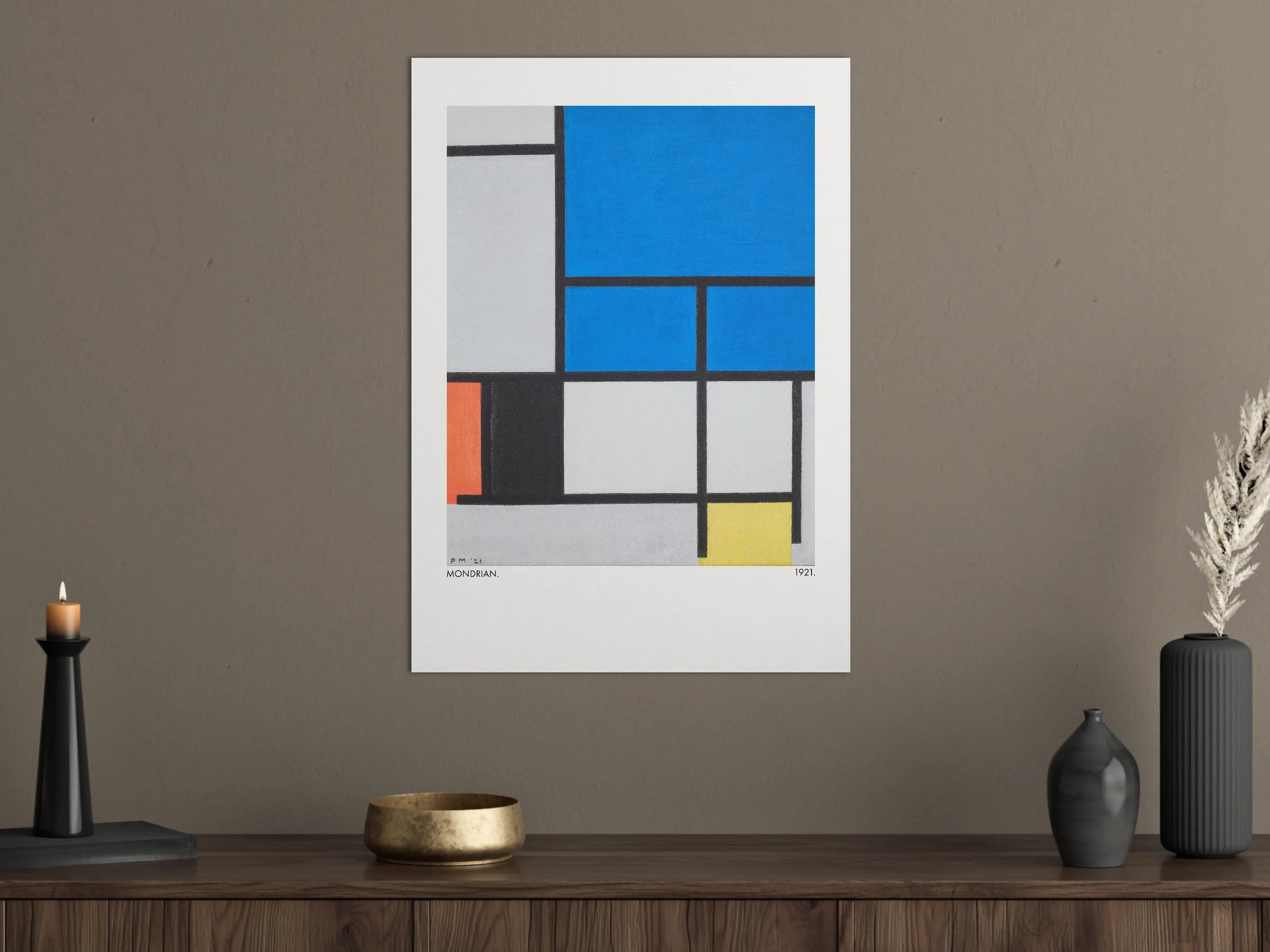 Große Wandbilder - Kubistische Geometrie in Blau und Weiß