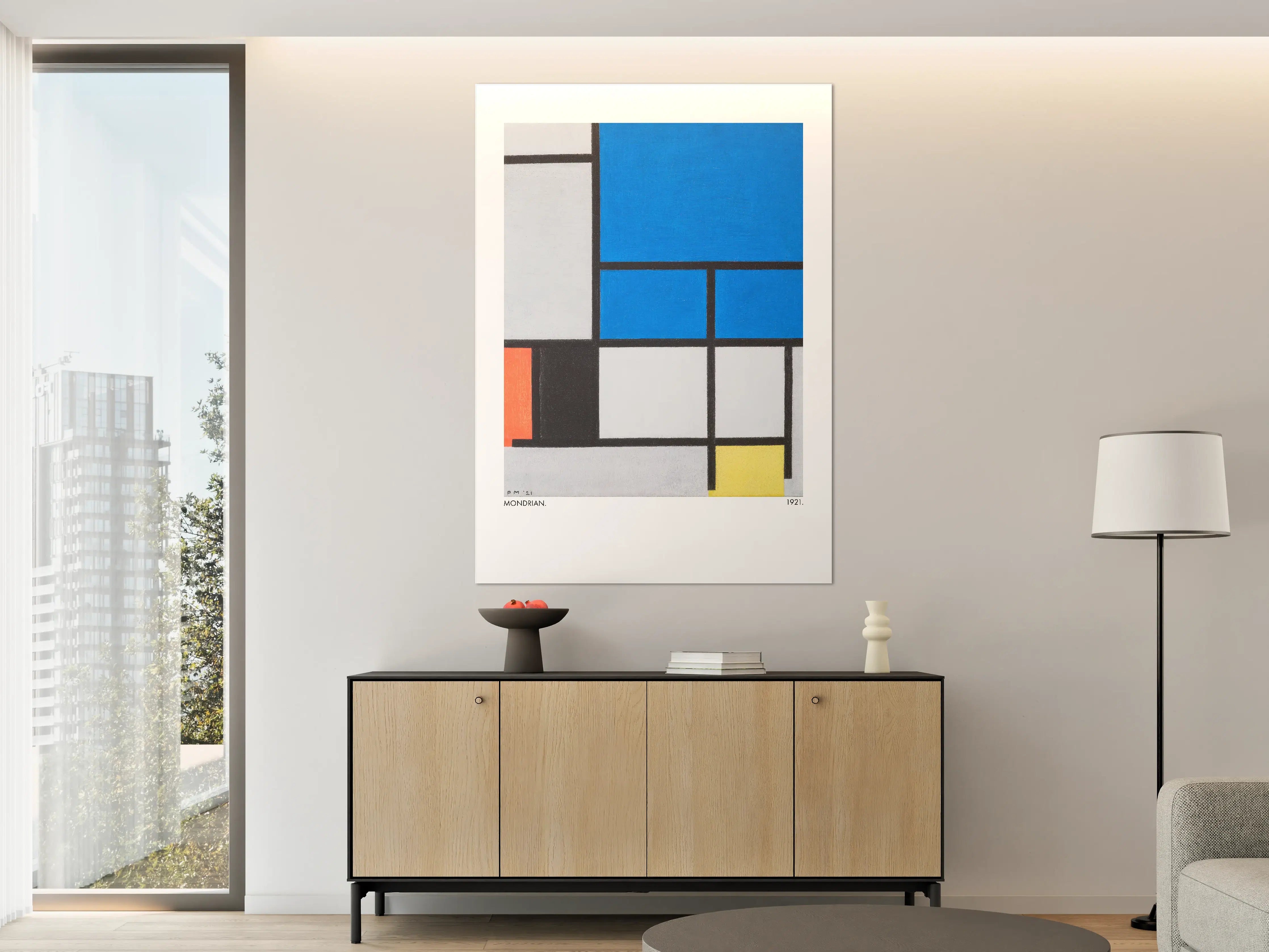 Große Wandbilder - Kubistische Geometrie in Blau und Weiß