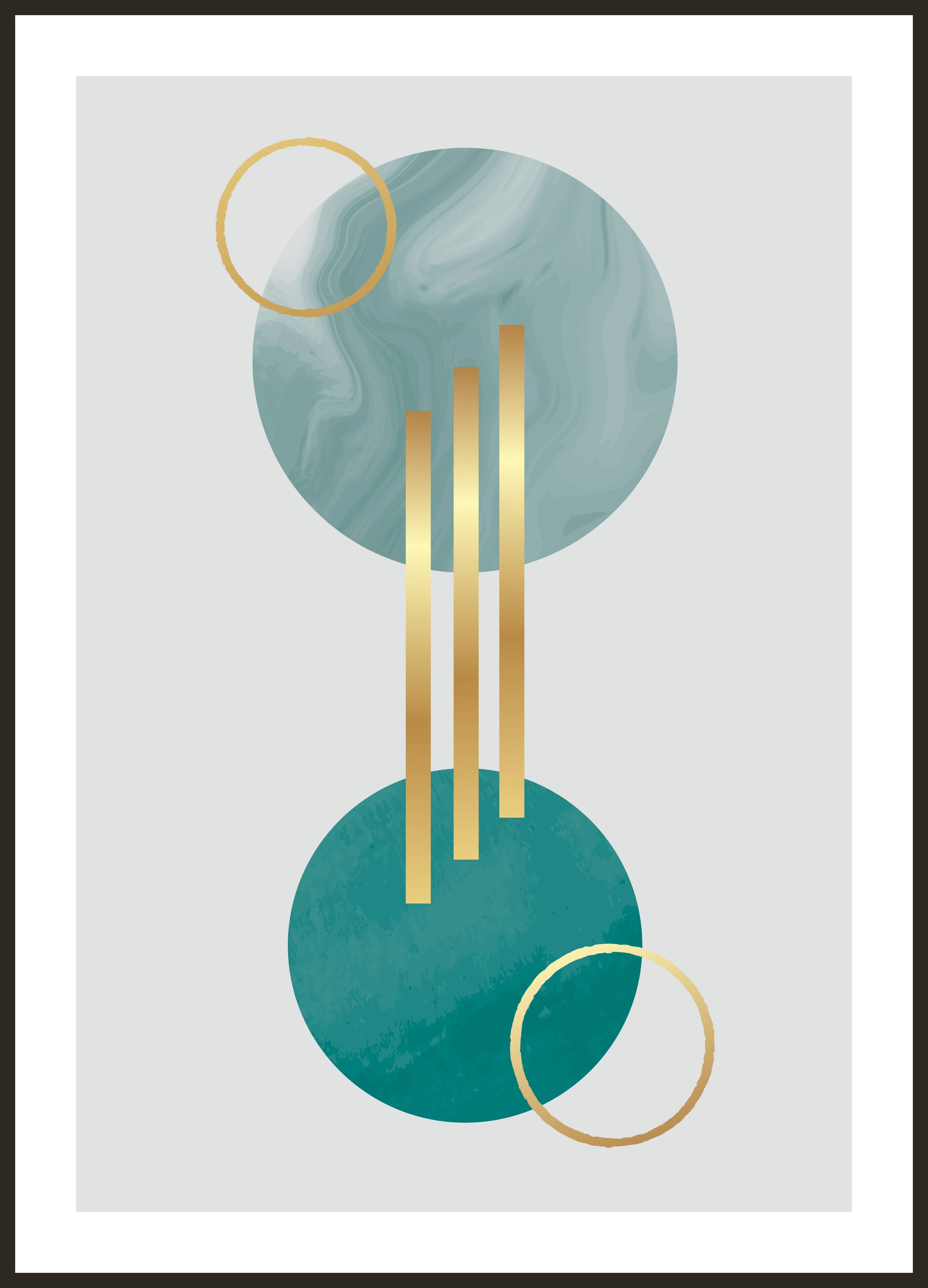 Große Wandbilder-Künstlerische Geometrie in Blau und Gold