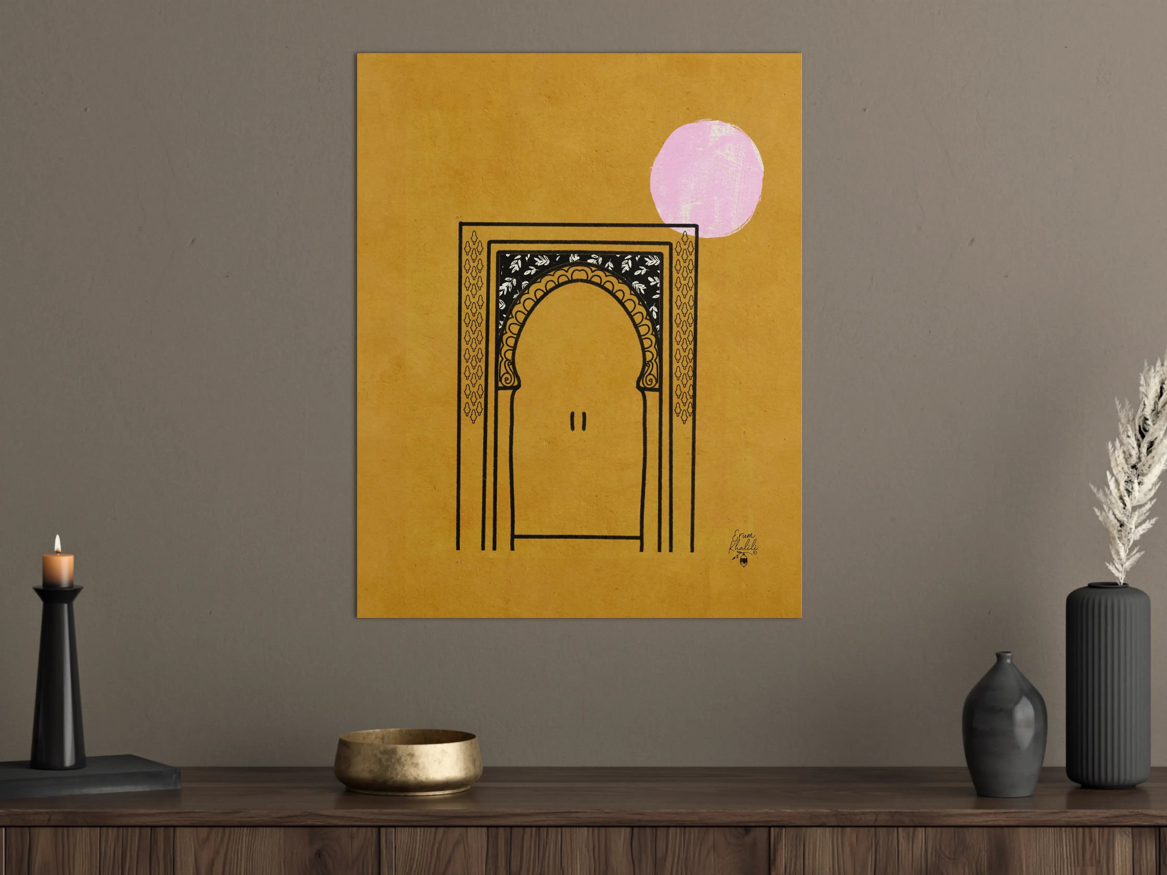Große Wandbilder - Künstlerische Illustration eines Türrahmens bei Mondlicht