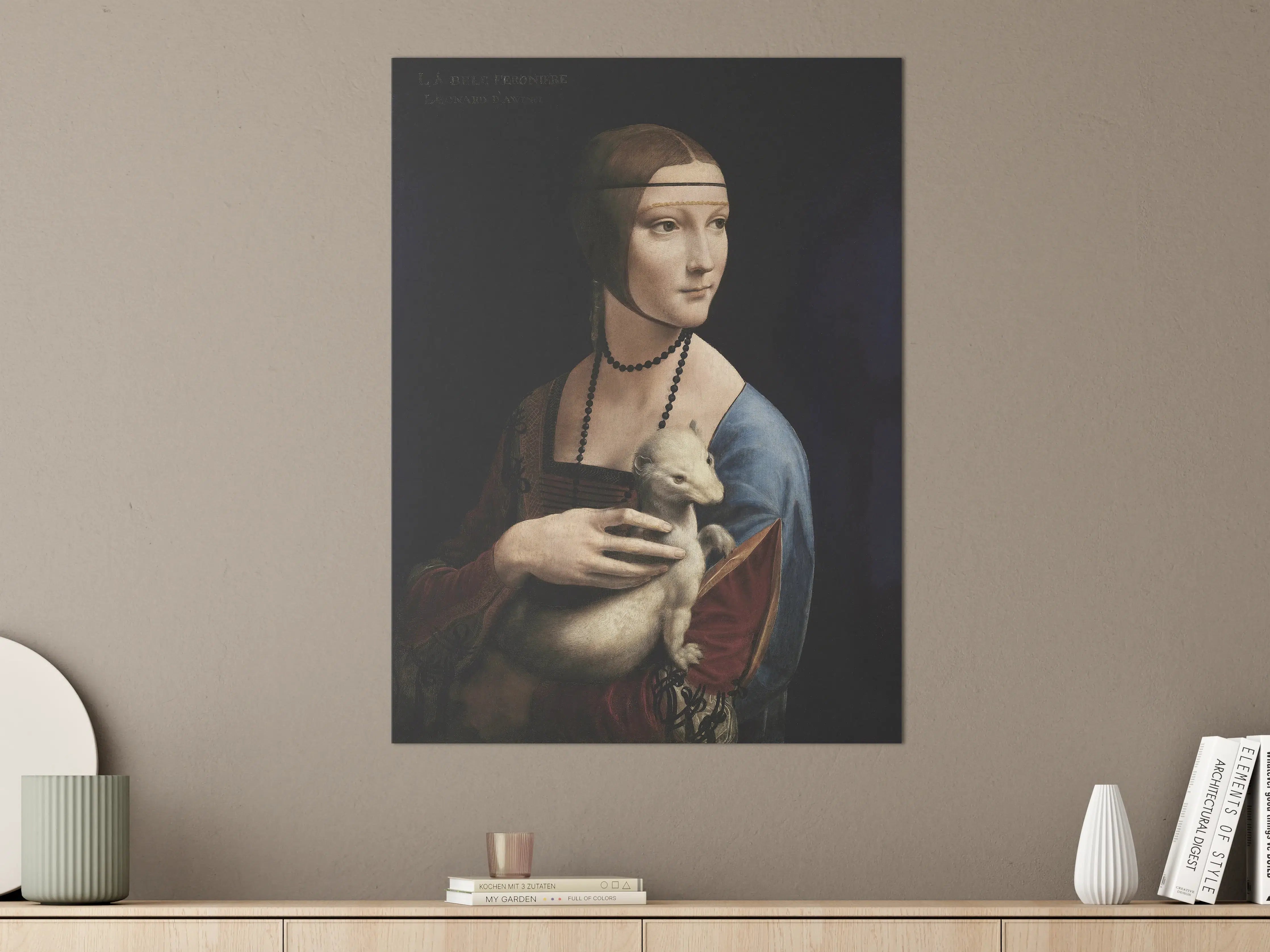Große Wandbilder - Künstlerisches Portrait mit Hund und Renaissance-Charme