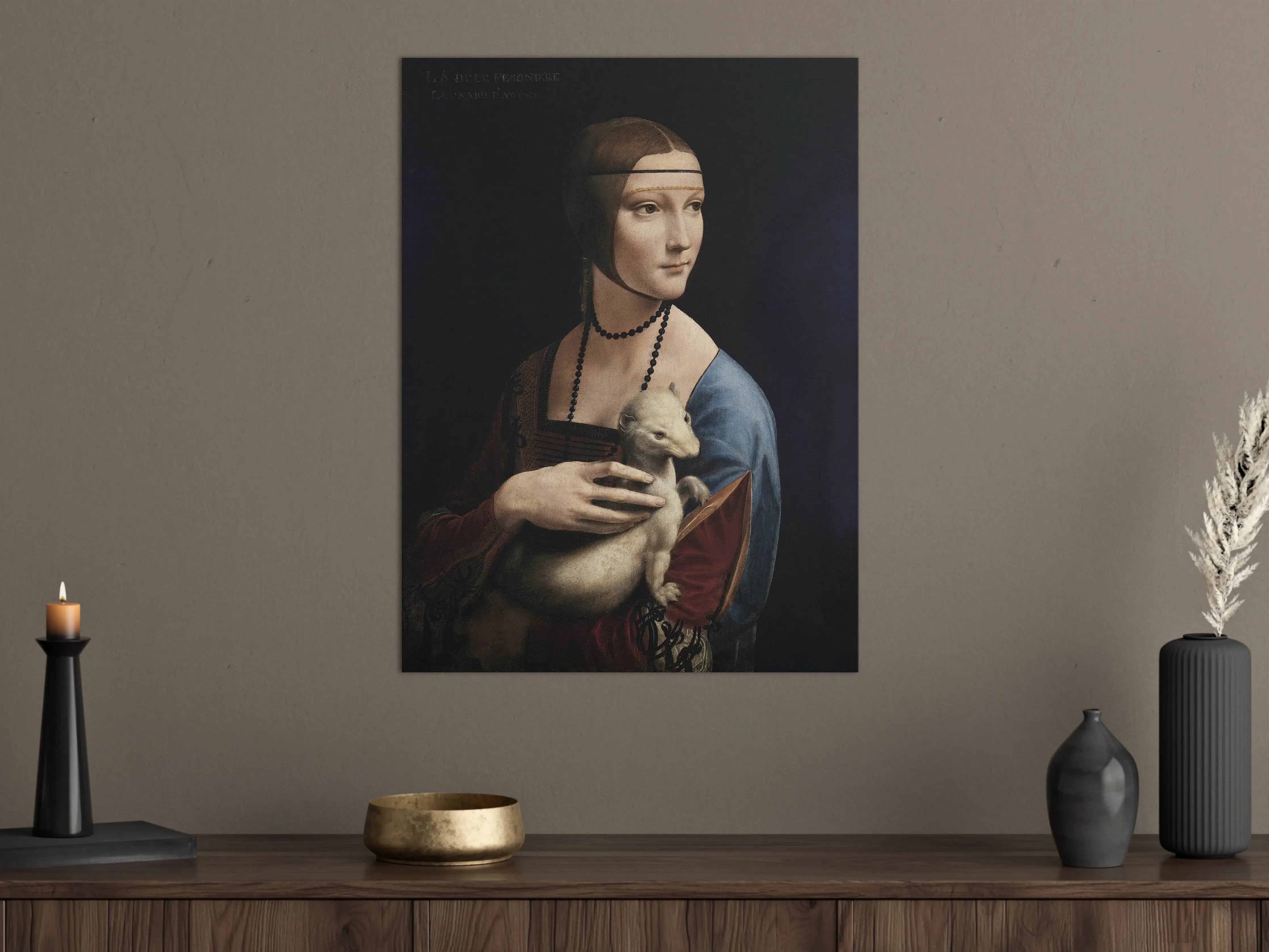 Große Wandbilder - Künstlerisches Portrait mit Hund und Renaissance-Charme