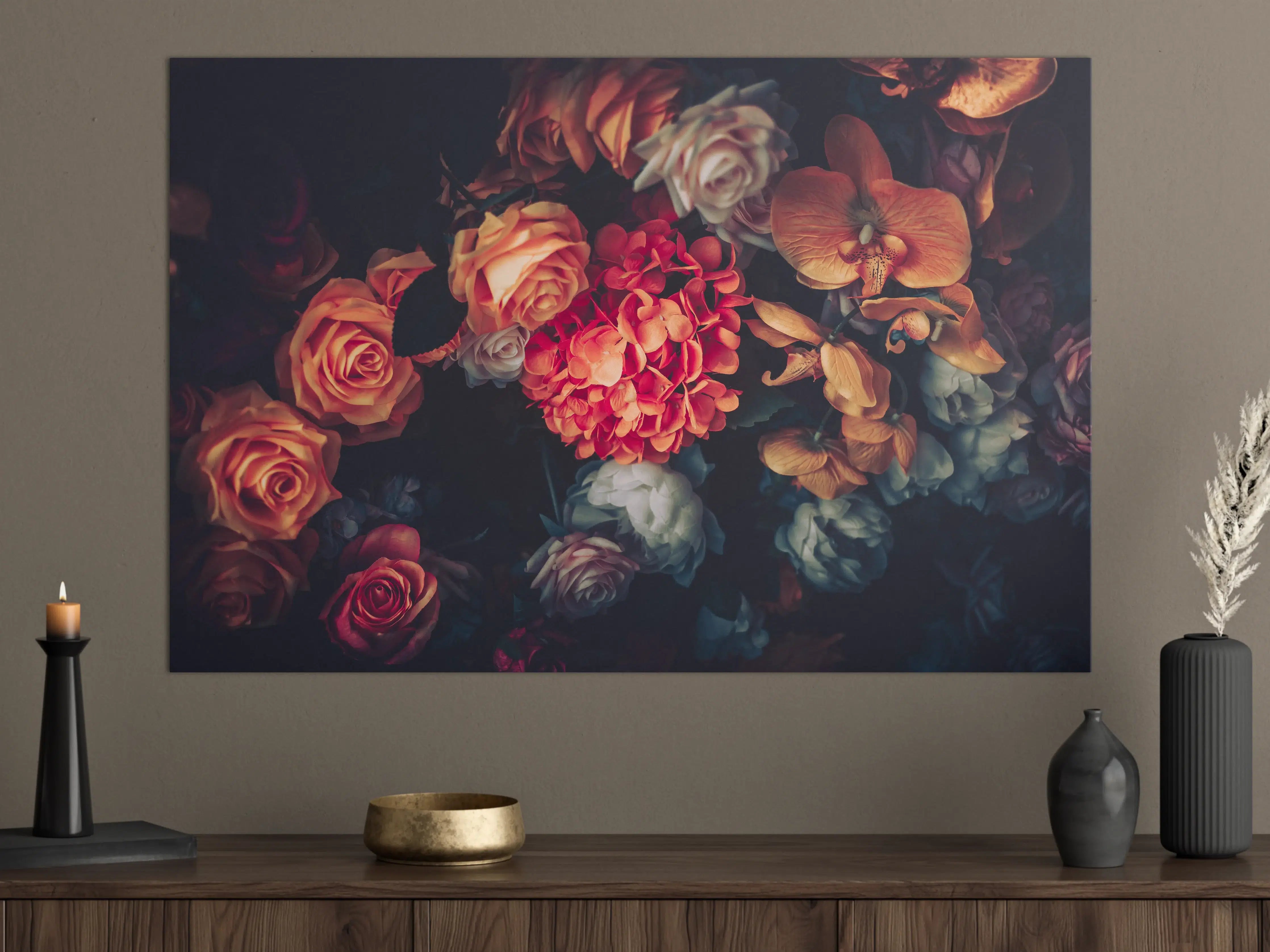 Große Wandbilder - Künstliche Blumen im Vintage-Stil - Matt