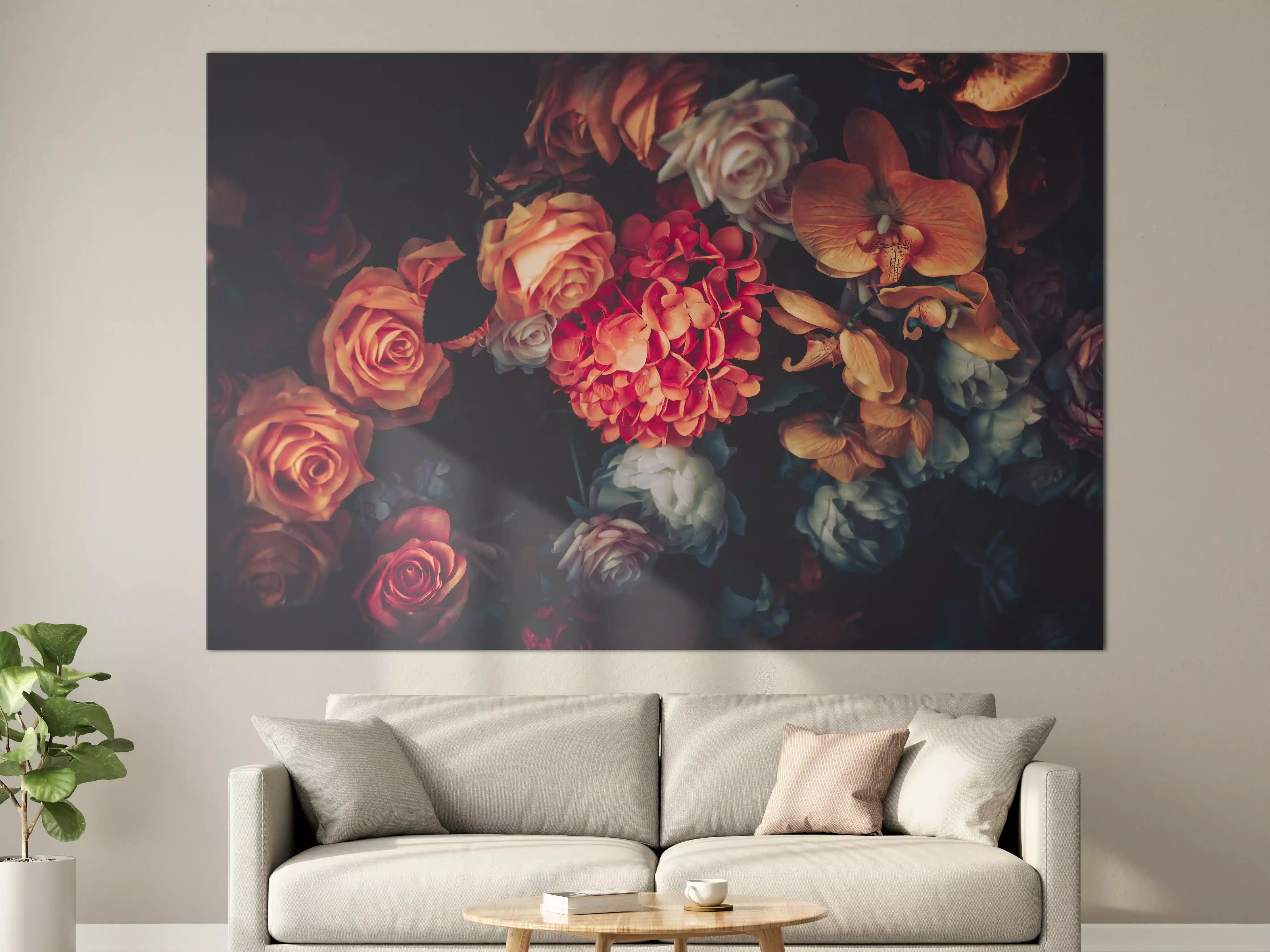 Große Wandbilder - Künstliche Blumen im Vintage-Stil - Matt