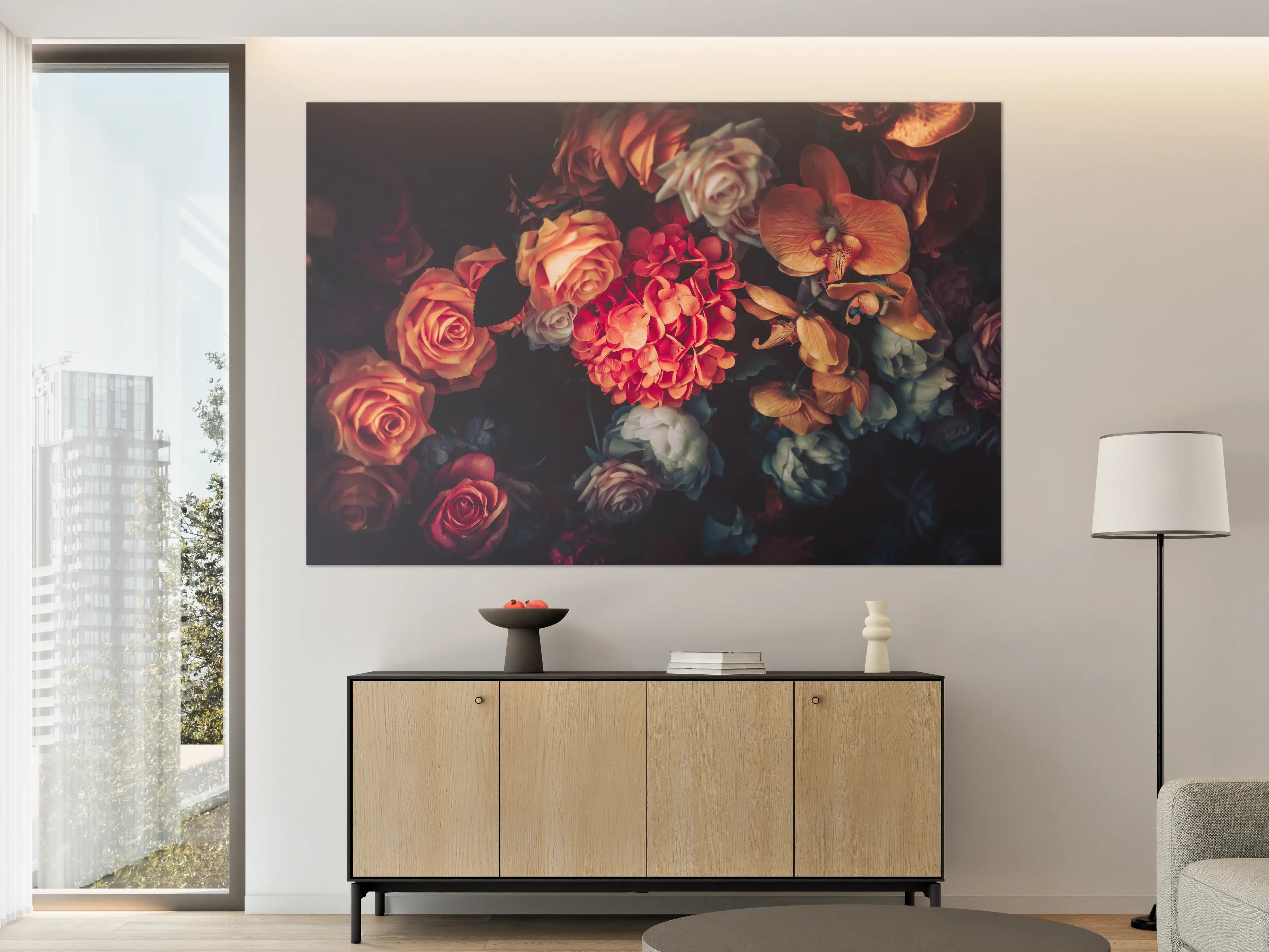 Große Wandbilder - Künstliche Blumen im Vintage-Stil - Matt