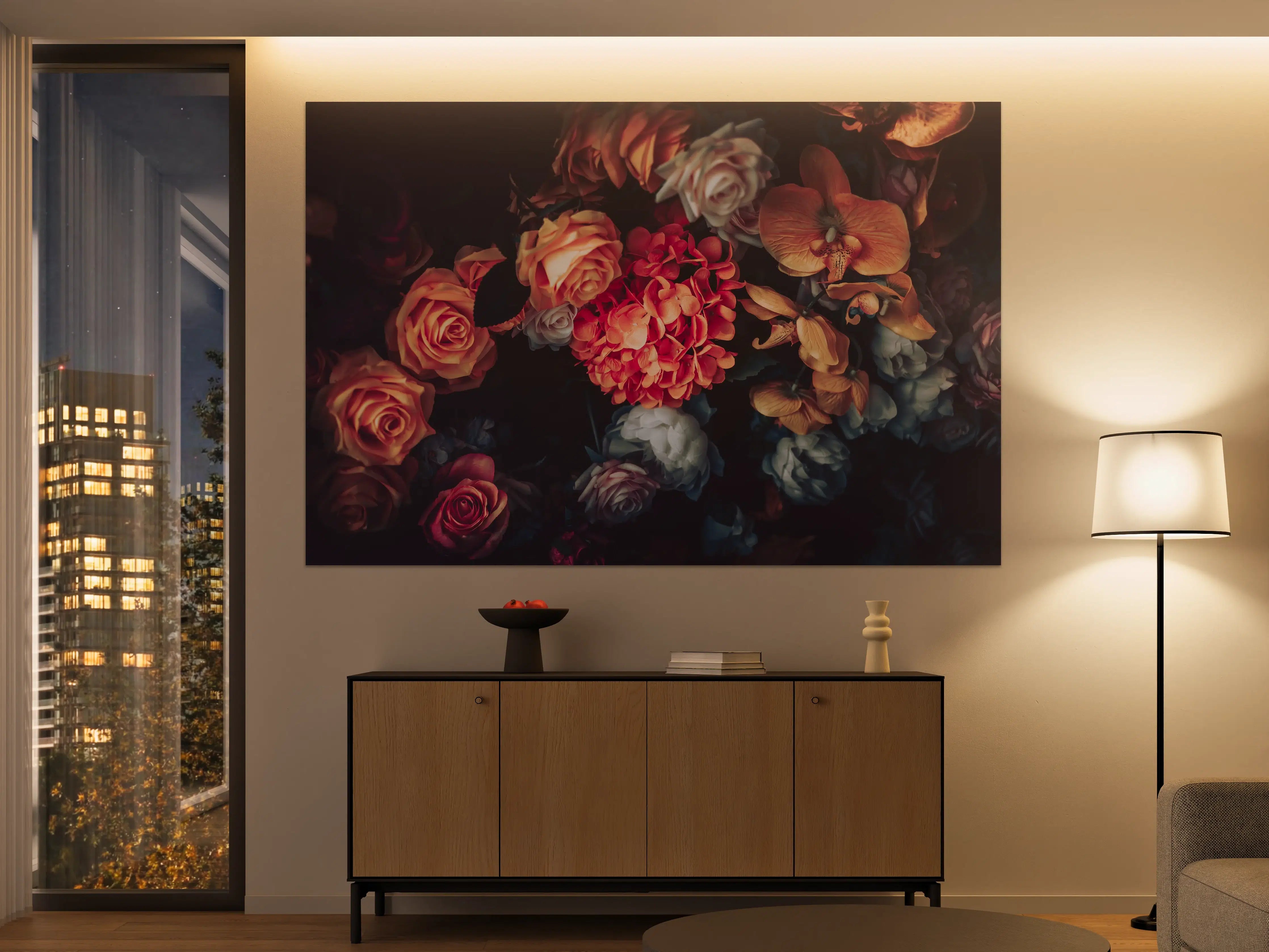 Große Wandbilder - Künstliche Blumen im Vintage-Stil - Matt