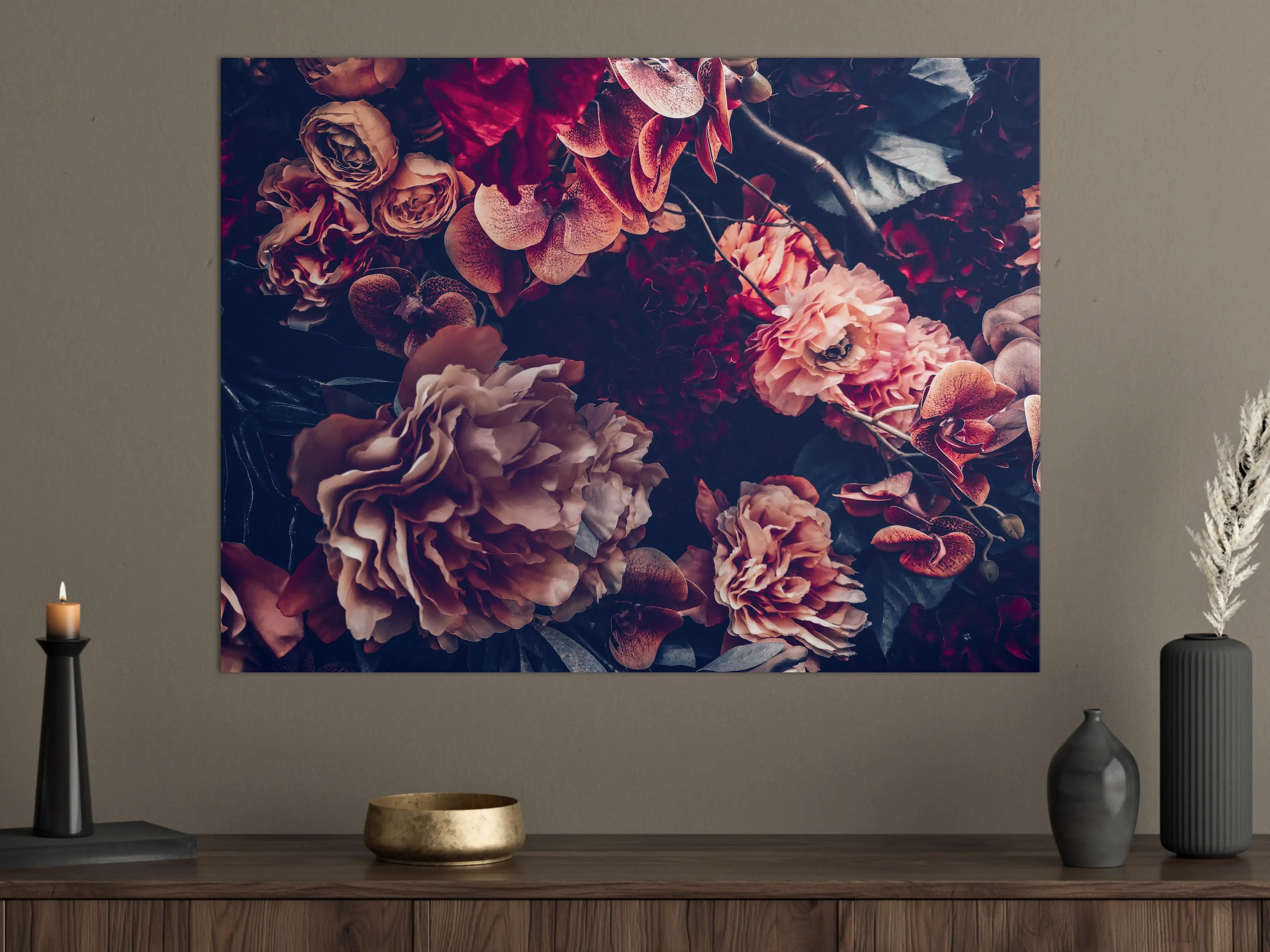 Große Wandbilder - Künstliche Blumen im Vintage-Stil