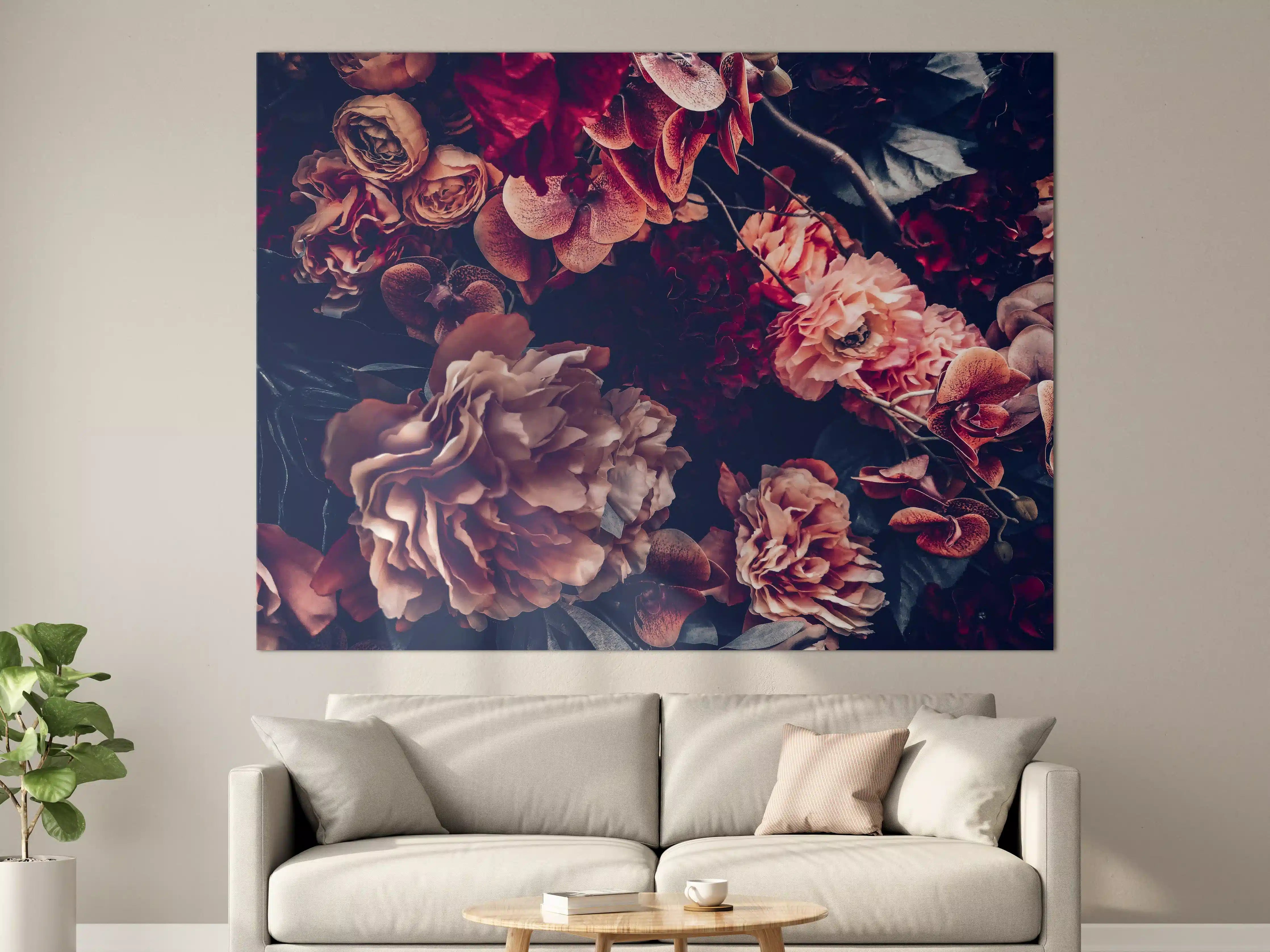 Große Wandbilder - Künstliche Blumen im Vintage-Stil
