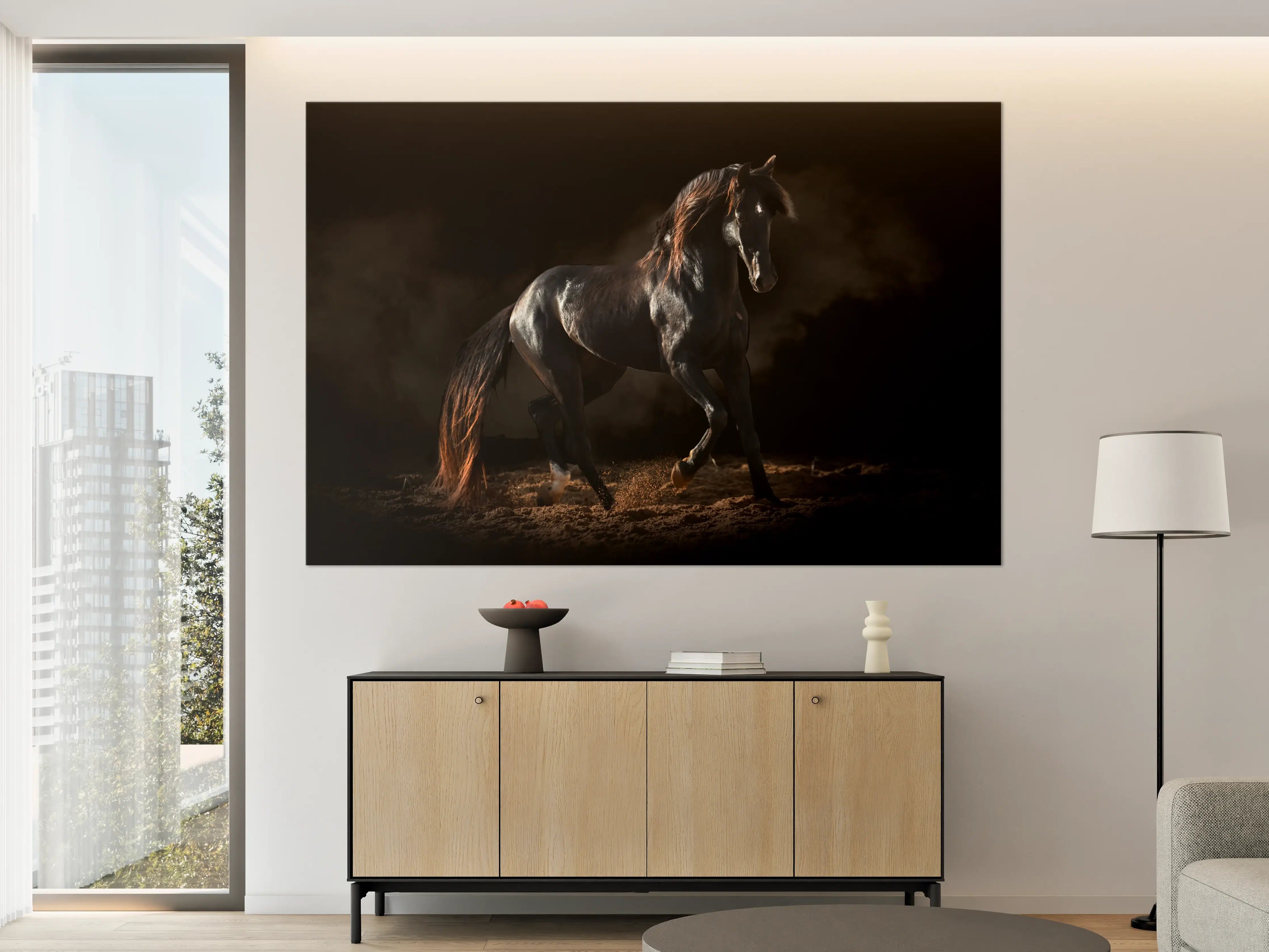 Große Wandbilder - Kunstfoto eines schwarzen Pferdes