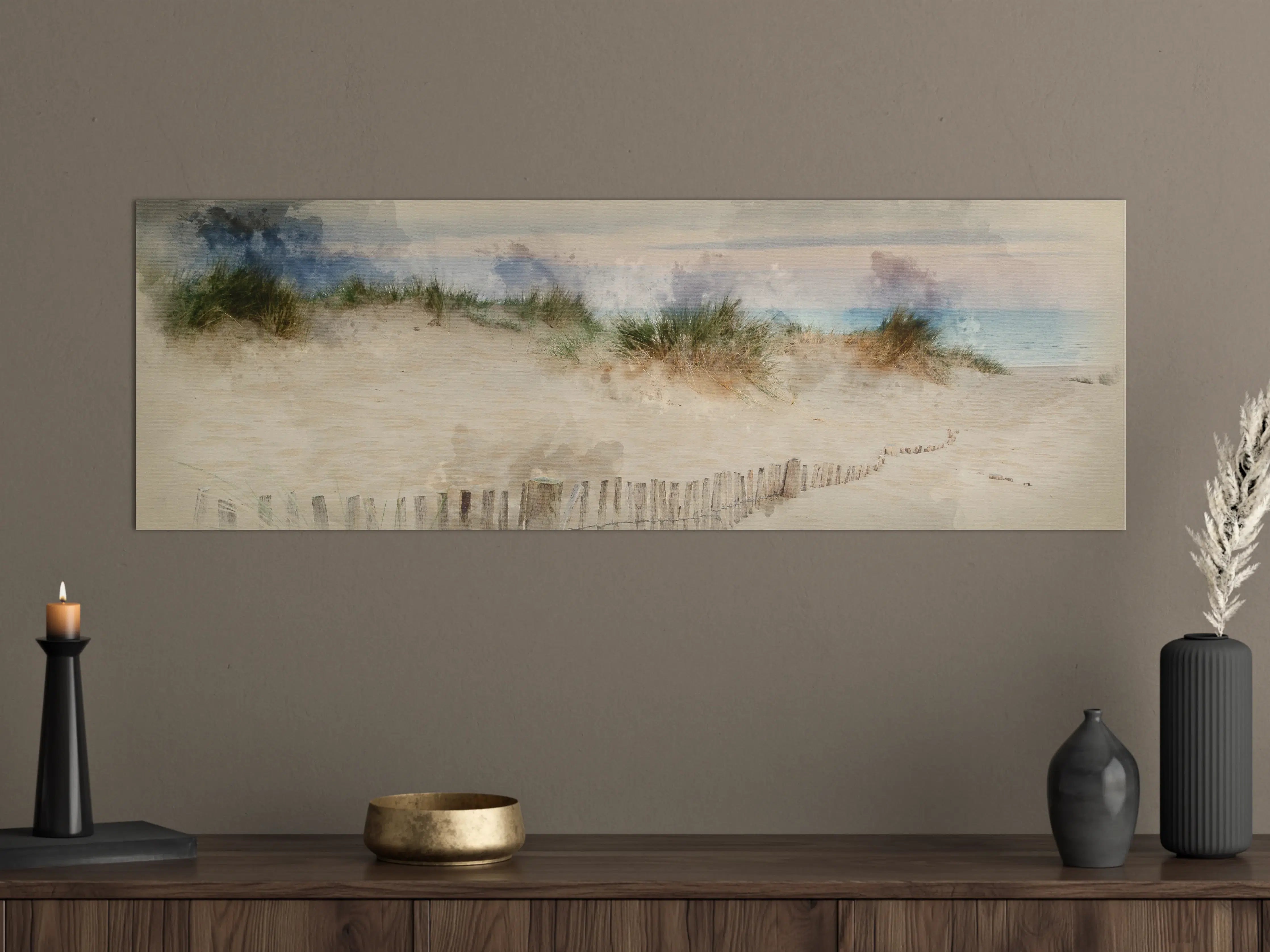 Große Wandbilder - Landschaft am Strand mit Sanddünen und Himmel