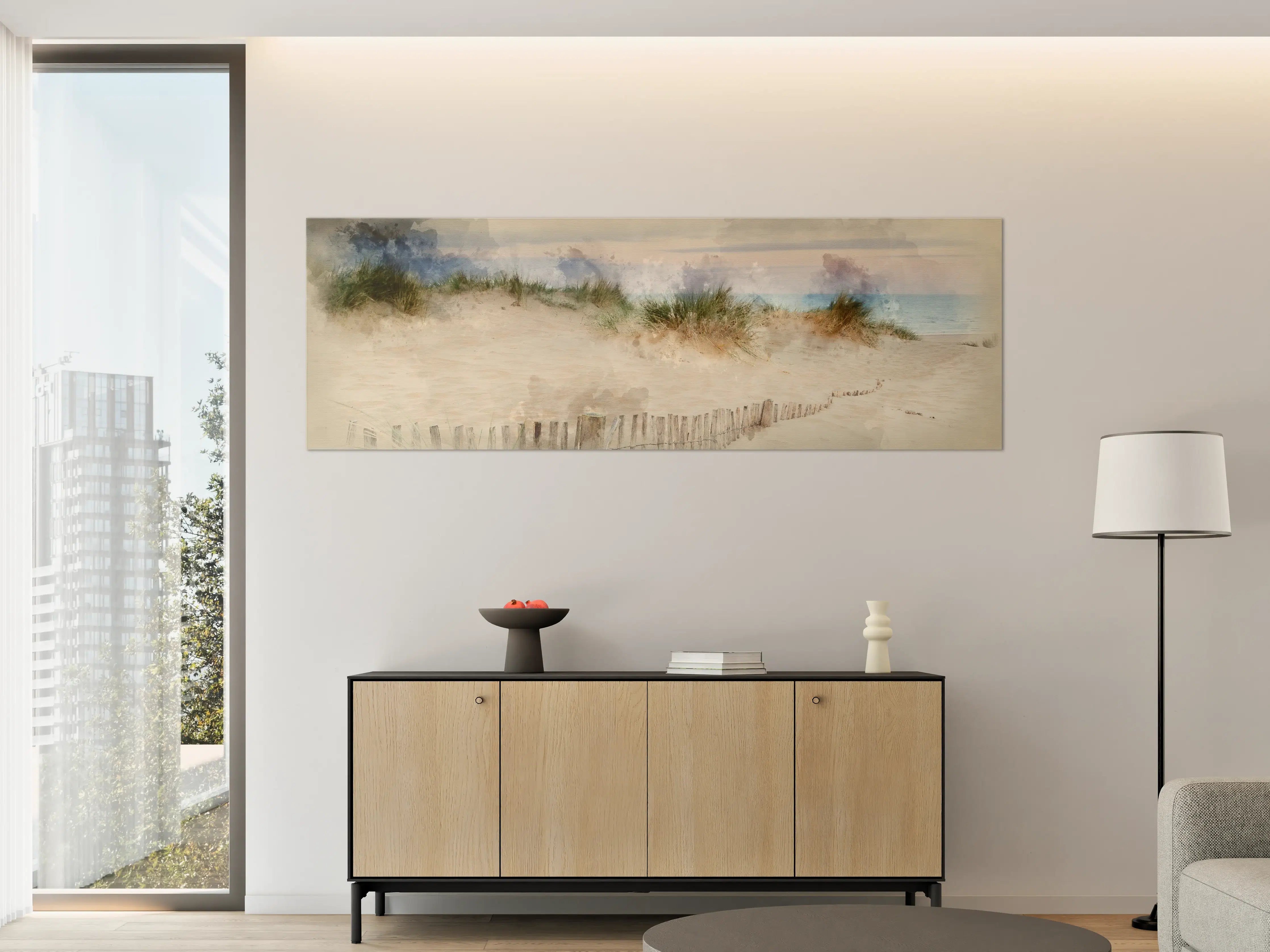 Große Wandbilder - Landschaft am Strand mit Sanddünen und Himmel
