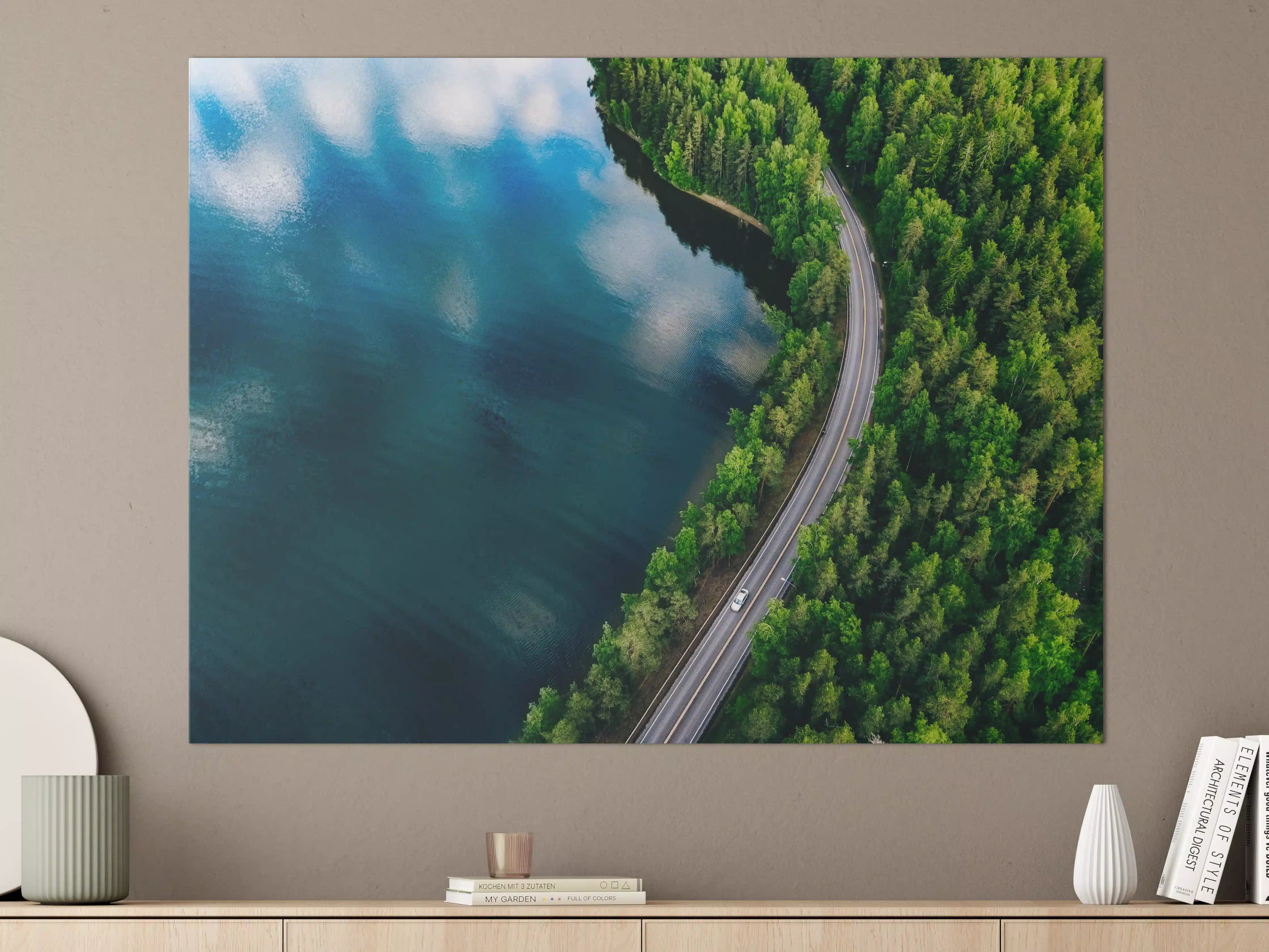 Große Wandbilder - Landschaft am Wasser mit Road