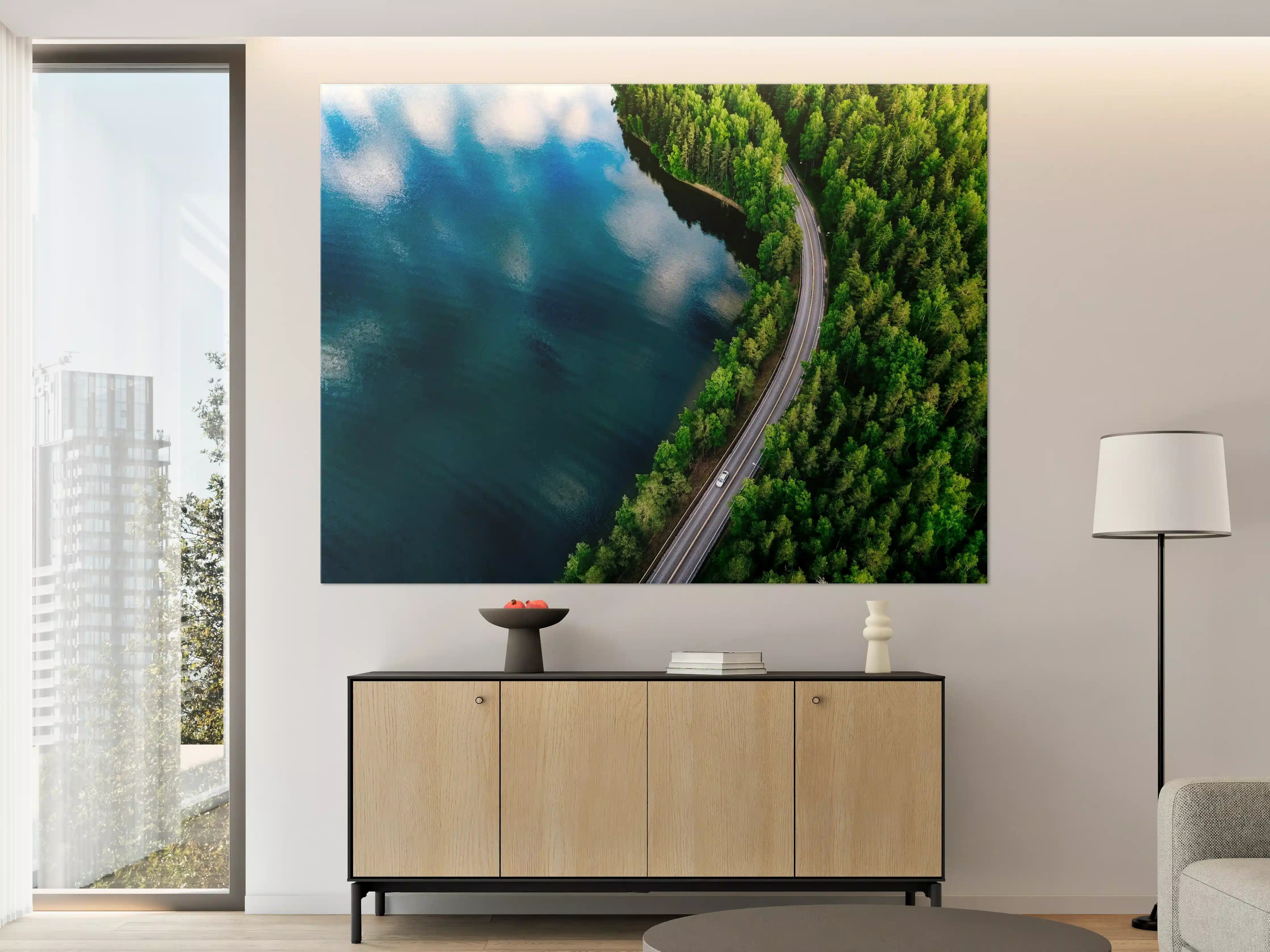 Große Wandbilder - Landschaft am Wasser mit Road