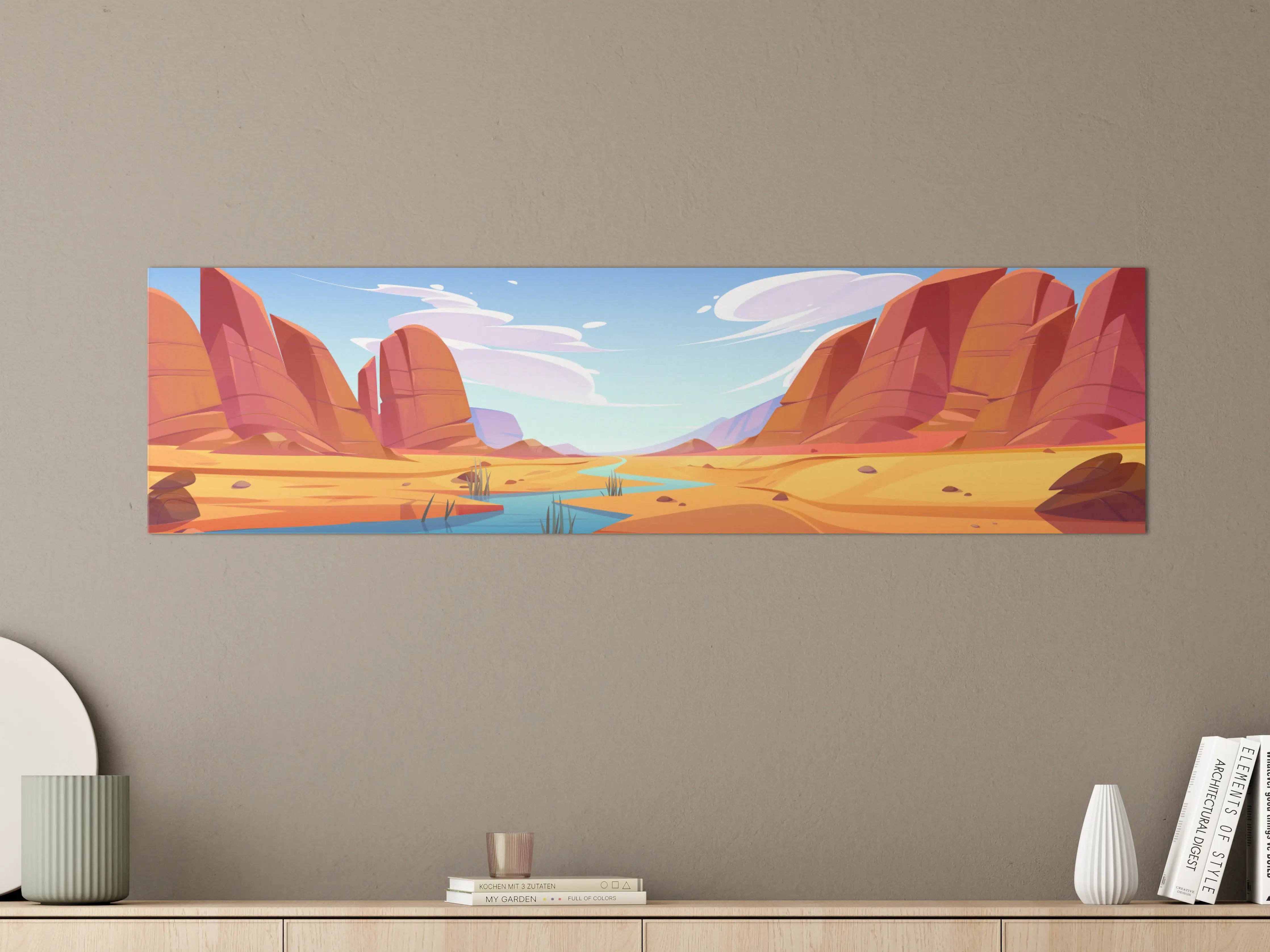 Große Wandbilder - Landschaft im Wüstenstil mit Fluss