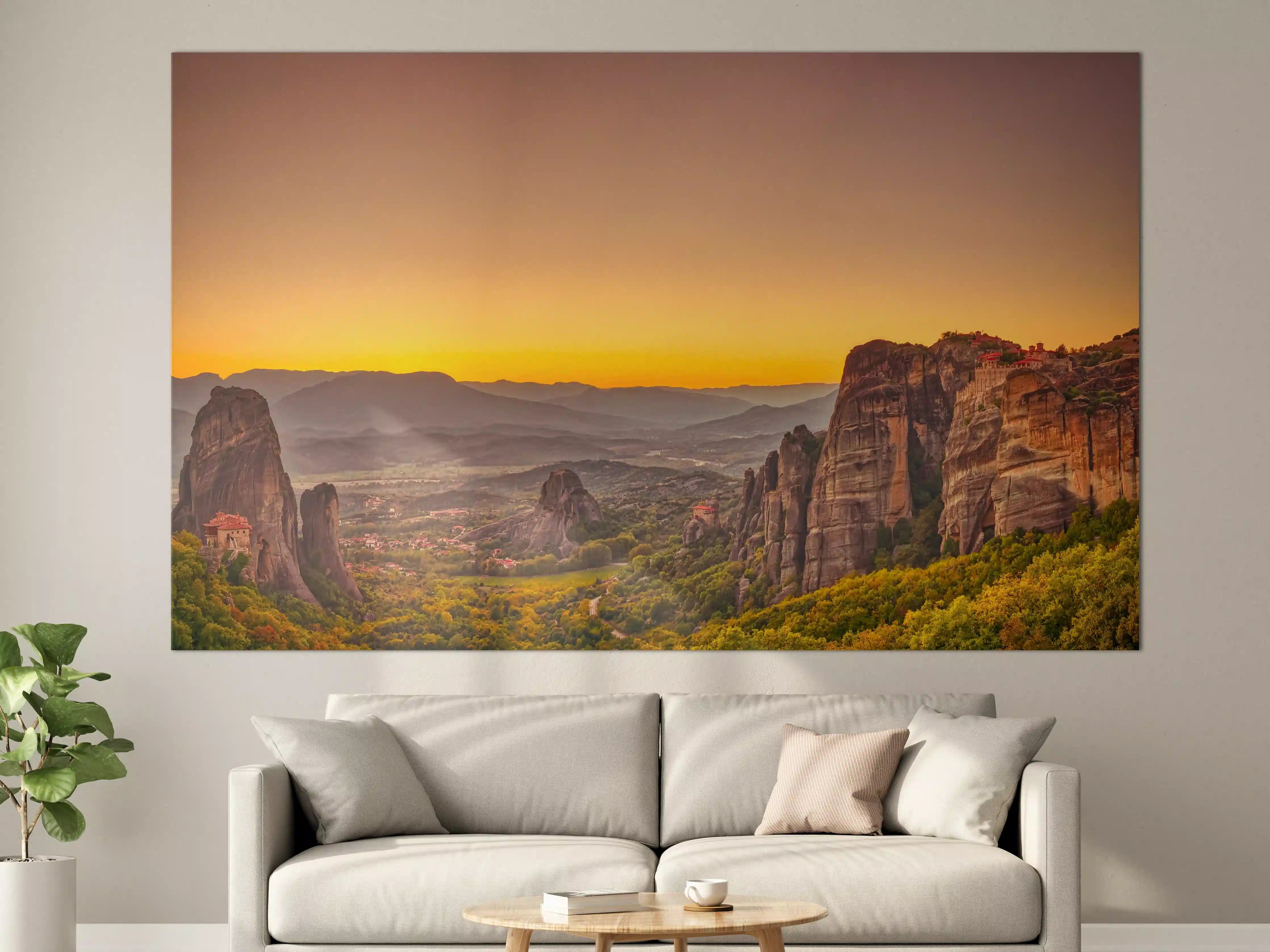 Große Wandbilder - Landschaft mit Klöstern und Felsformationen
