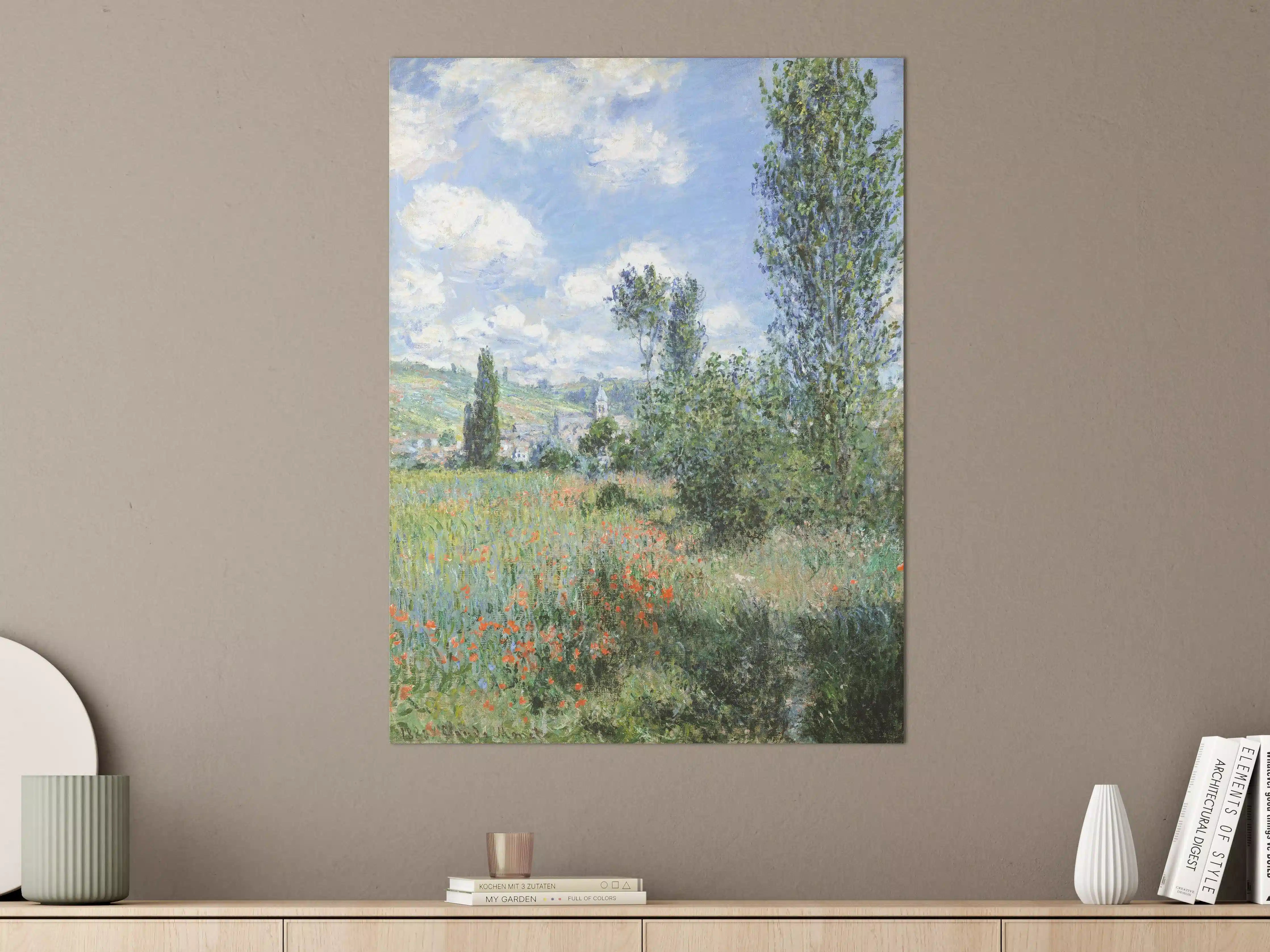 Große Wandbilder - Landschaft mit blühendem Feld und Himmel