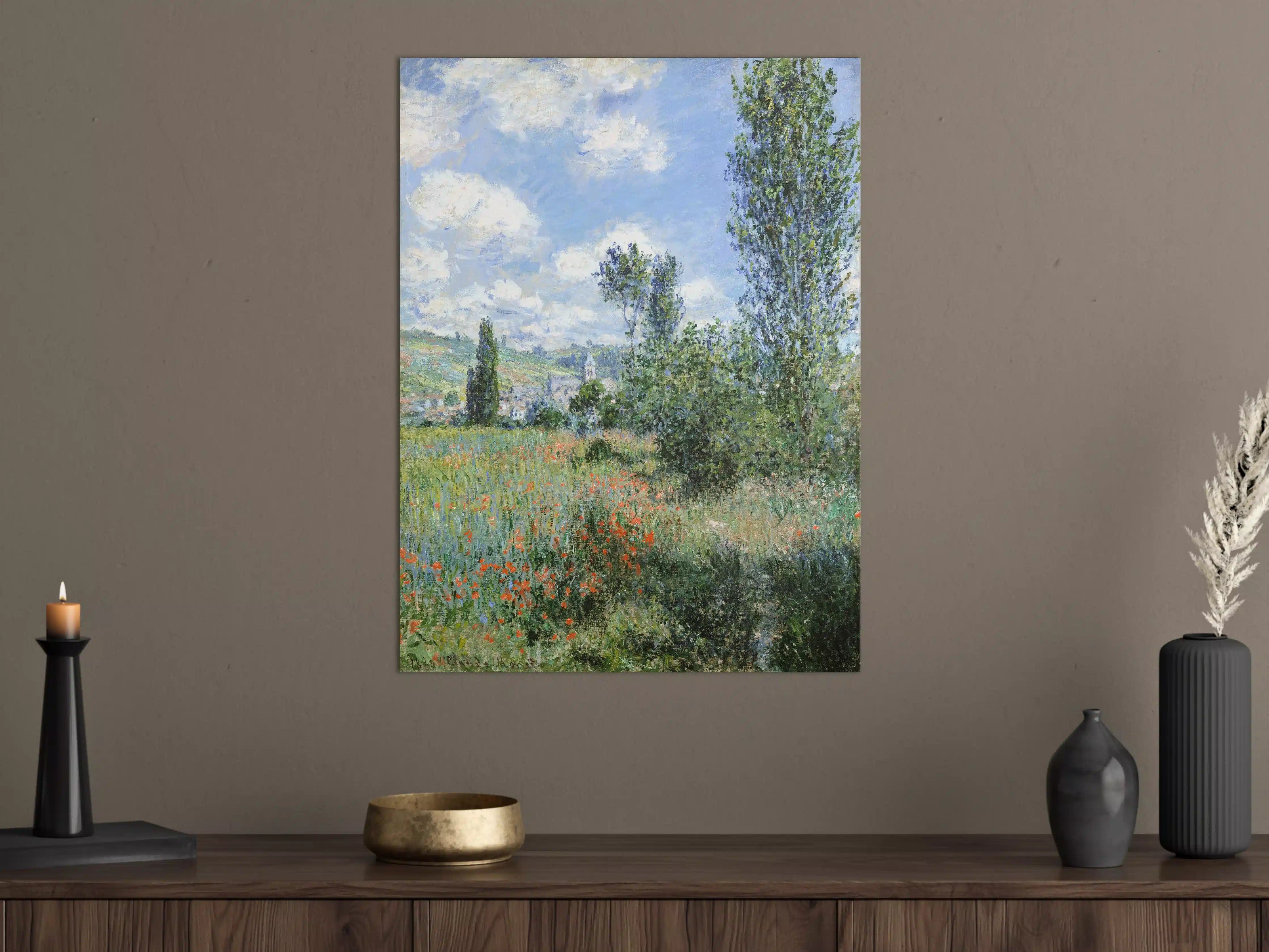 Große Wandbilder - Landschaft mit blühendem Feld und Himmel