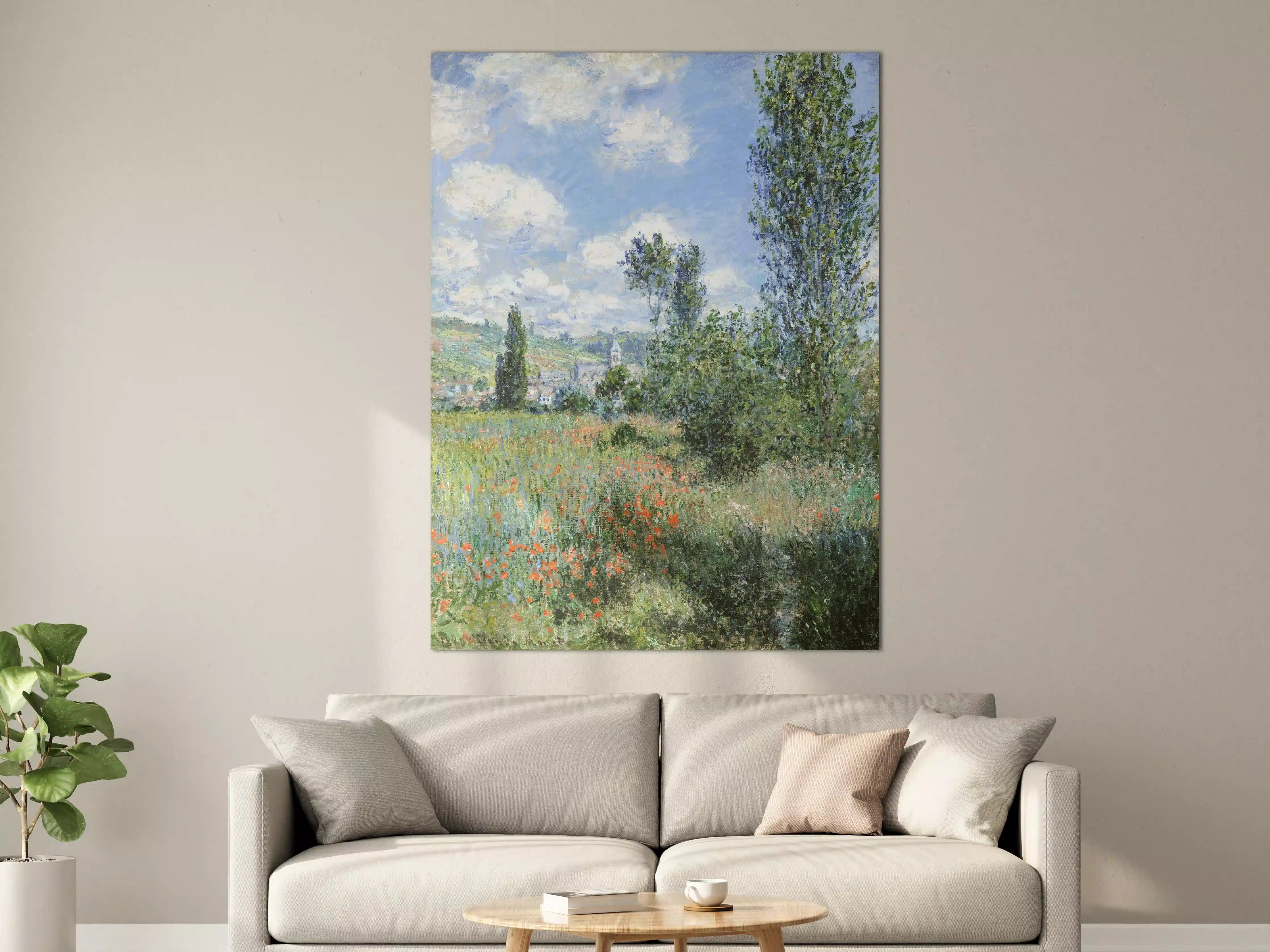 Große Wandbilder - Landschaft mit blühendem Feld und Himmel