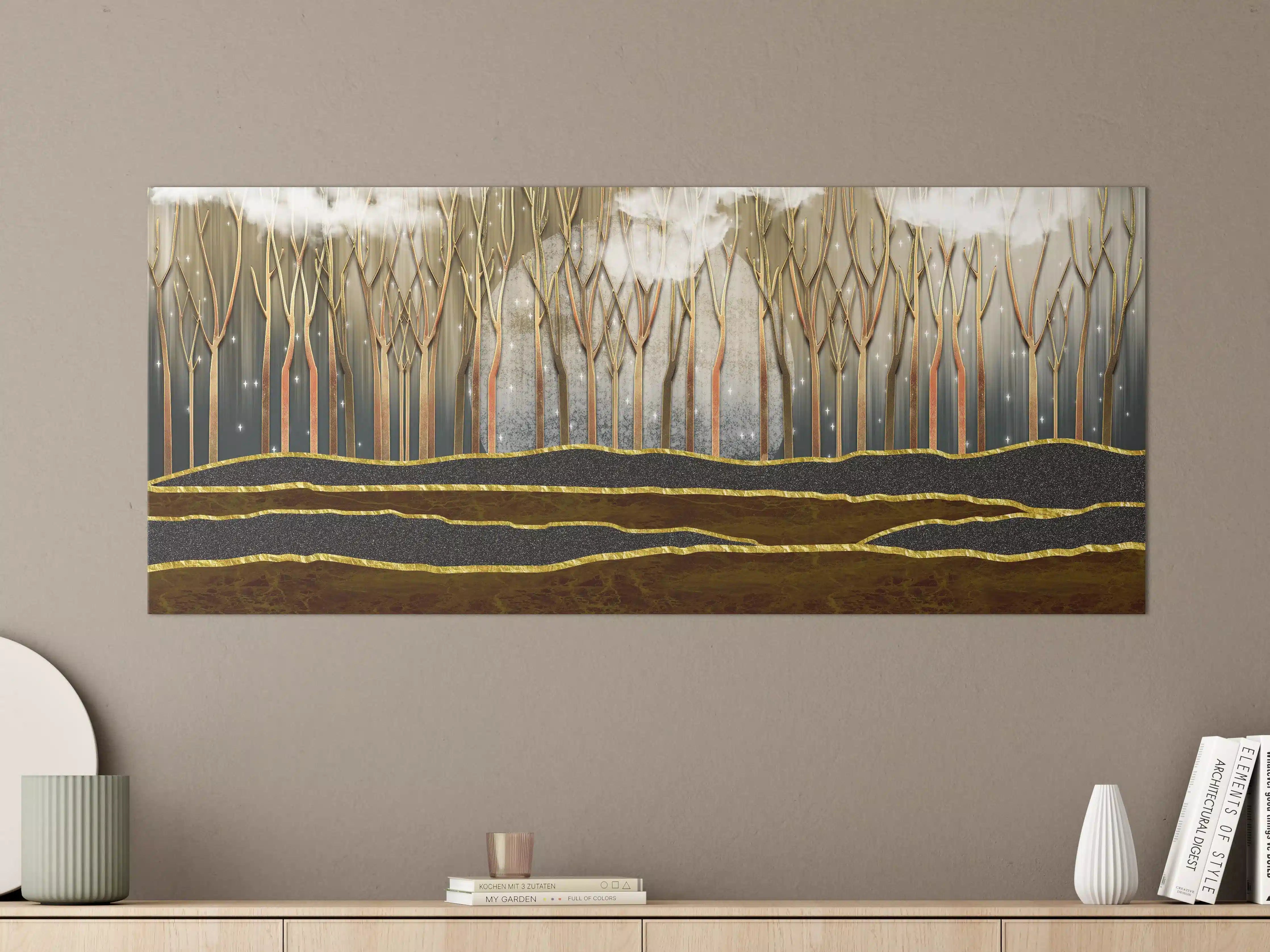 Große Wandbilder - Landschafts Kunst- goldene Bäume