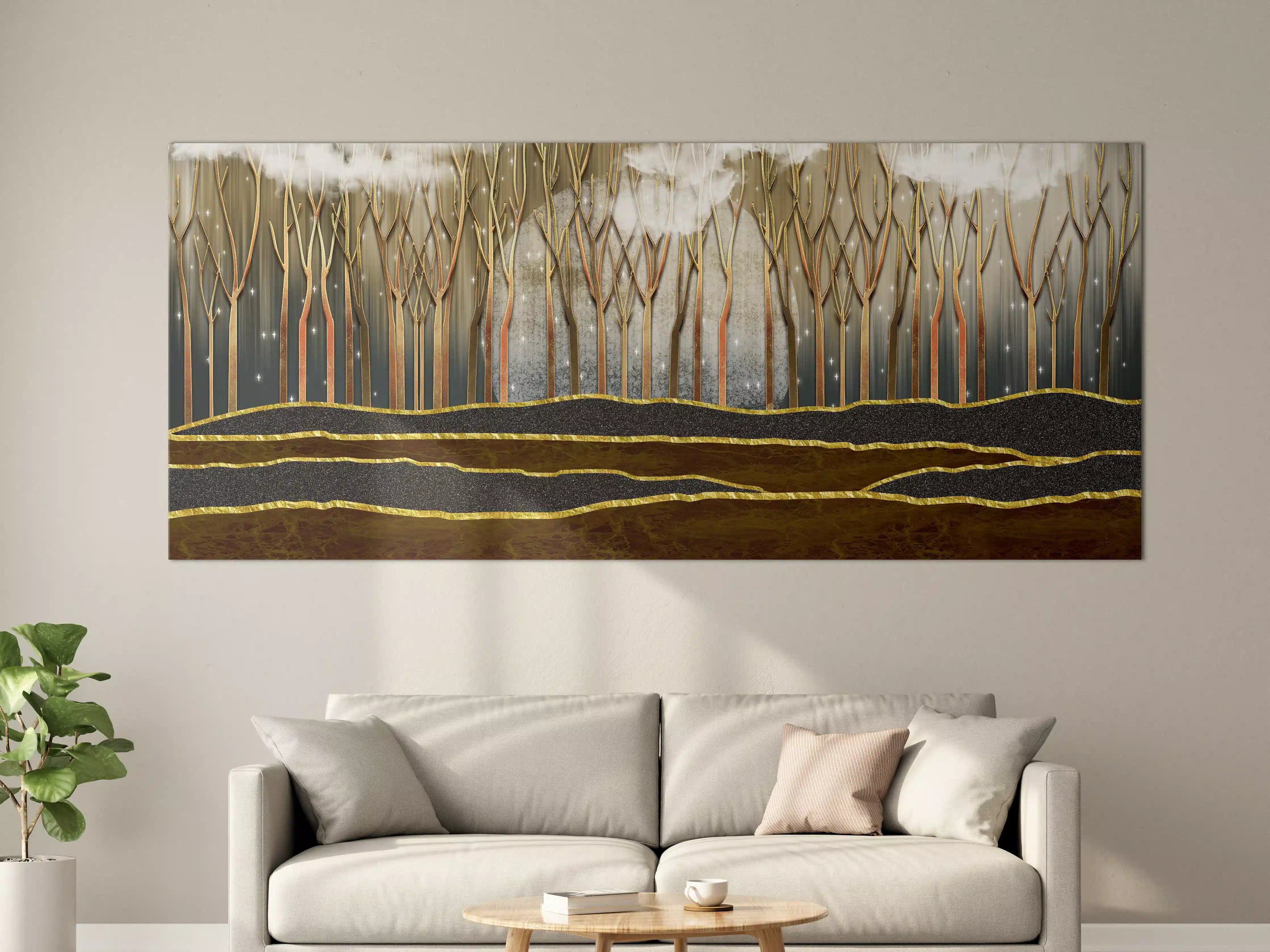 Große Wandbilder - Landschafts Kunst- goldene Bäume