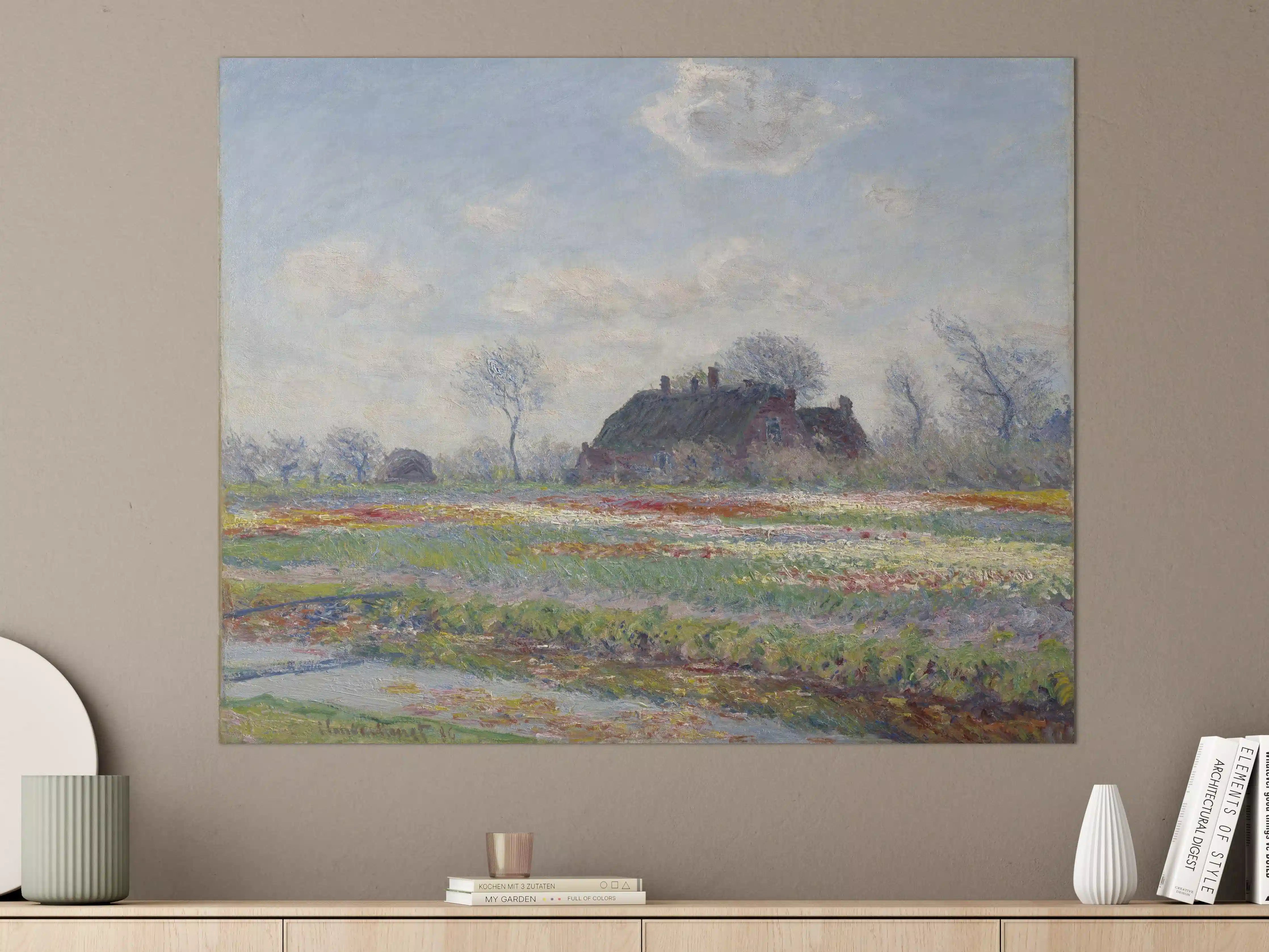Große Wandbilder - Landschaftsmalerei mit blühenden Feldern