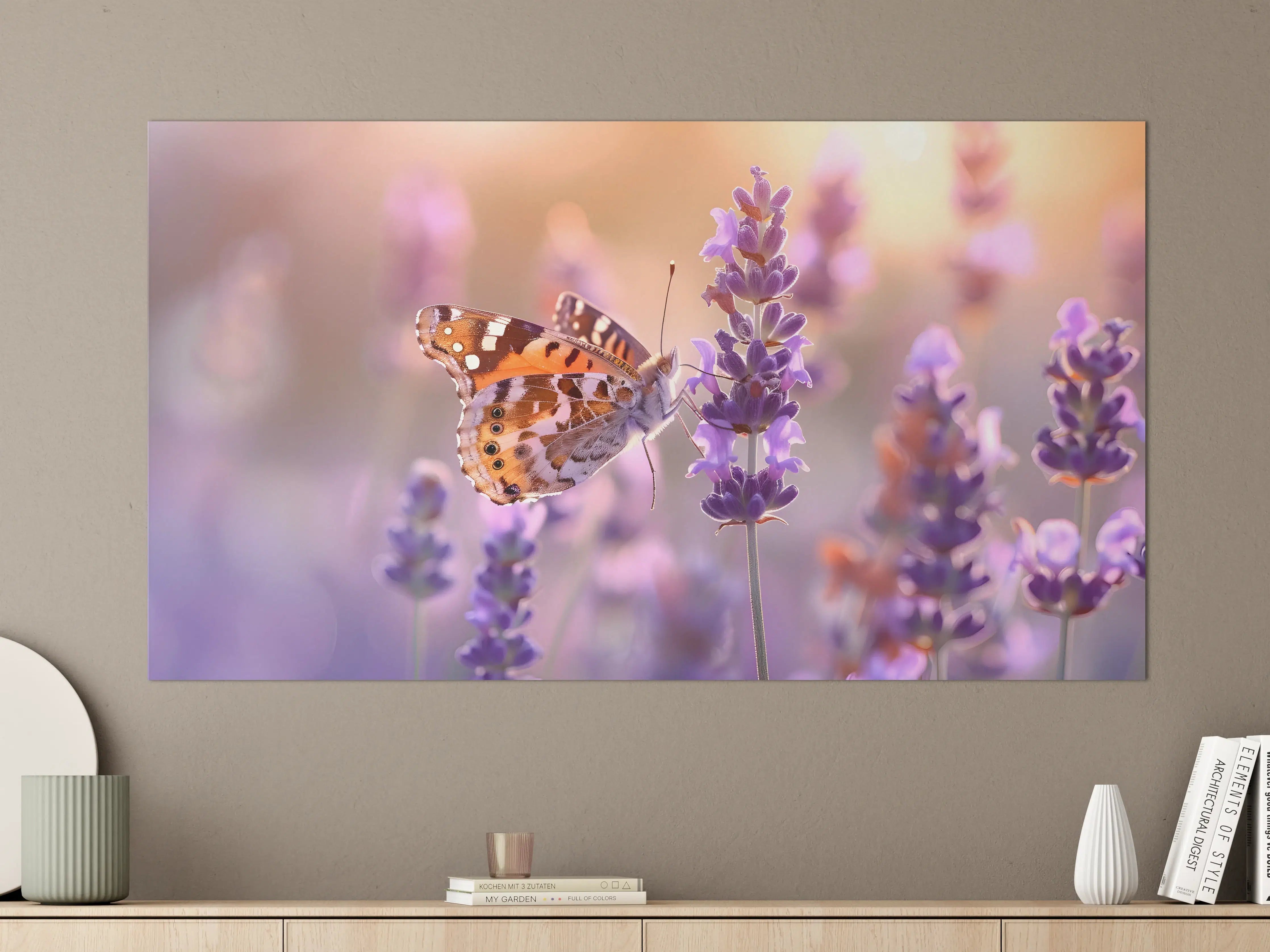 Große Wandbilder - Lavendel-Schmetterling in Pastell