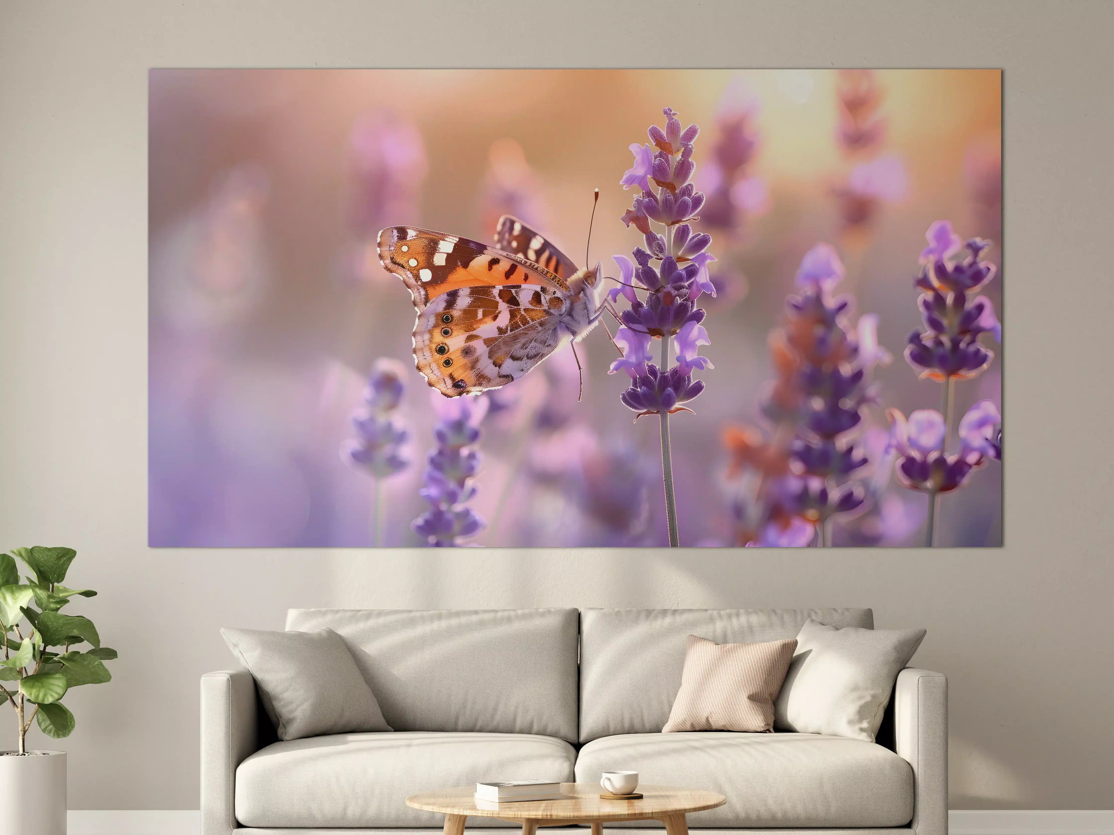 Große Wandbilder - Lavendel-Schmetterling in Pastell