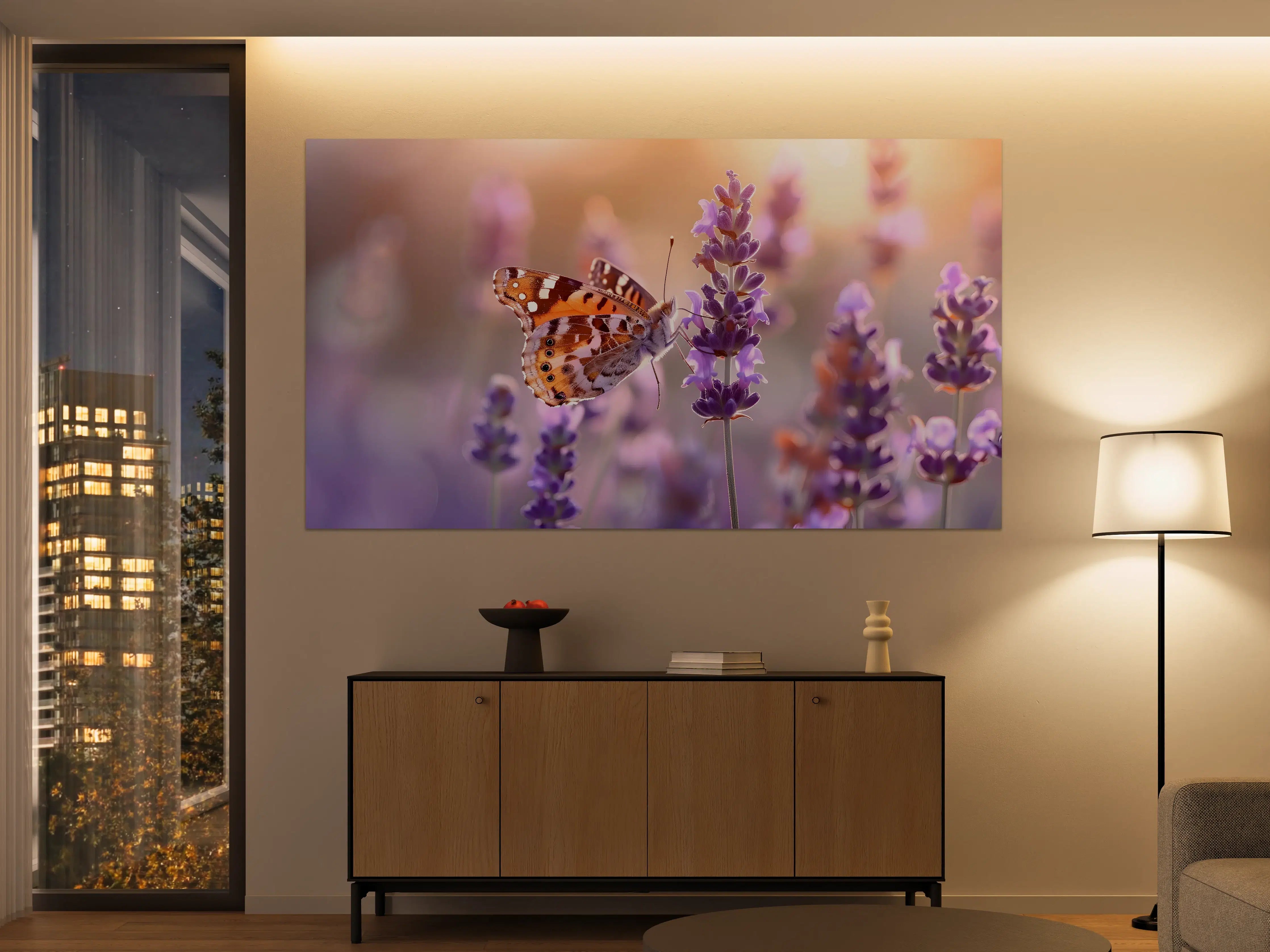 Große Wandbilder - Lavendel-Schmetterling in Pastell