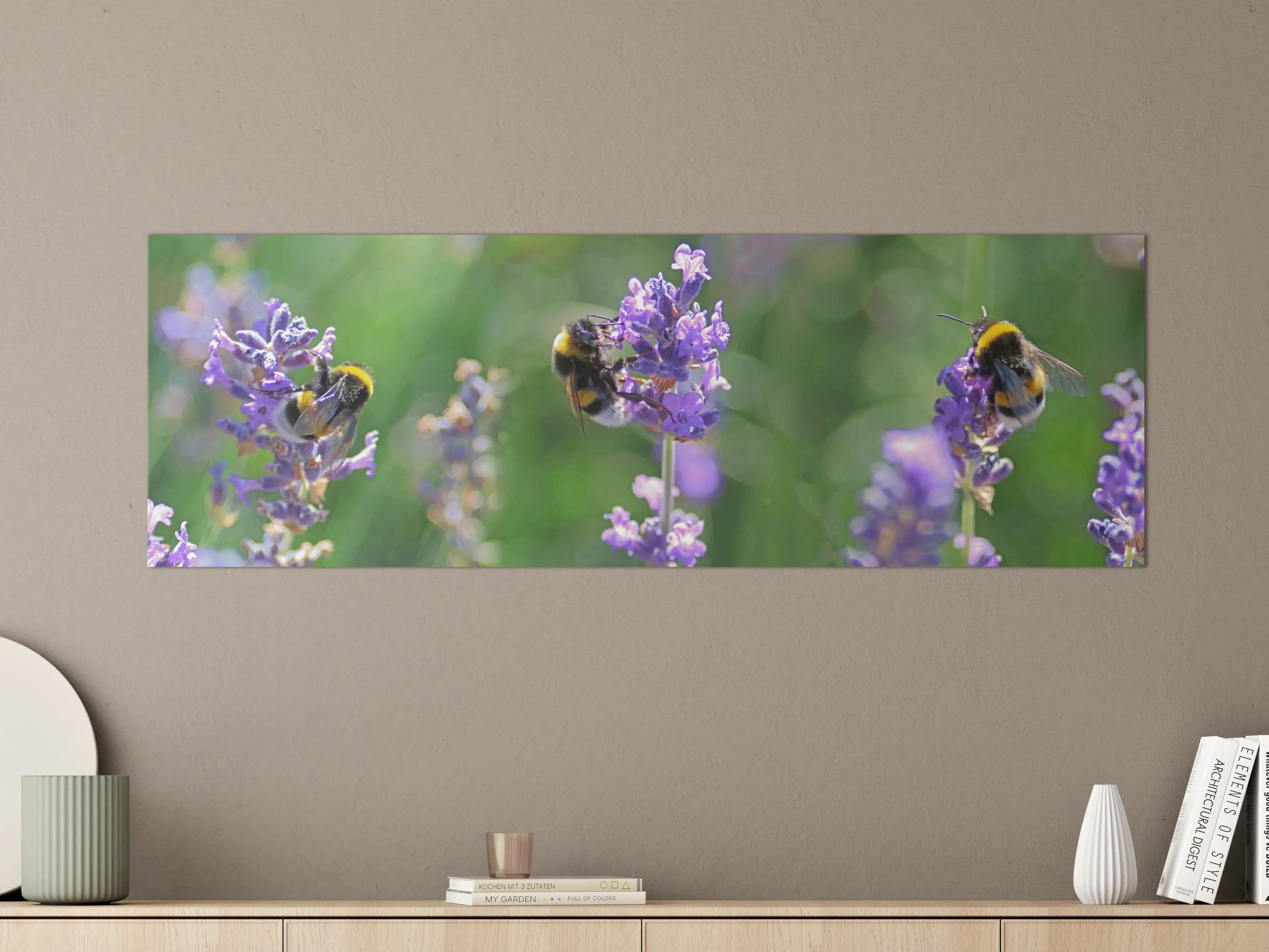 Große Wandbilder - Lavendelblüten mit Hummeln