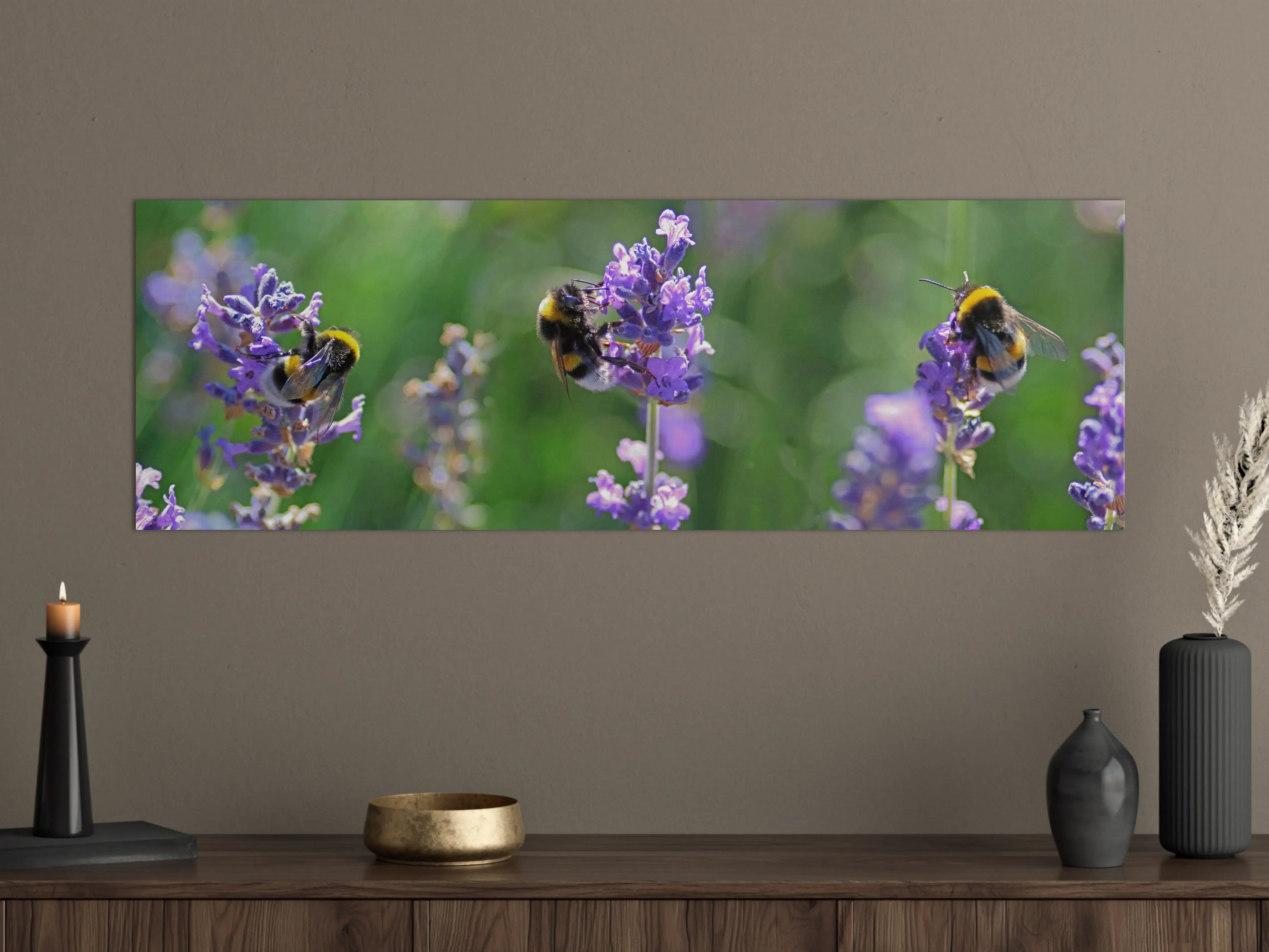 Große Wandbilder - Lavendelblüten mit Hummeln